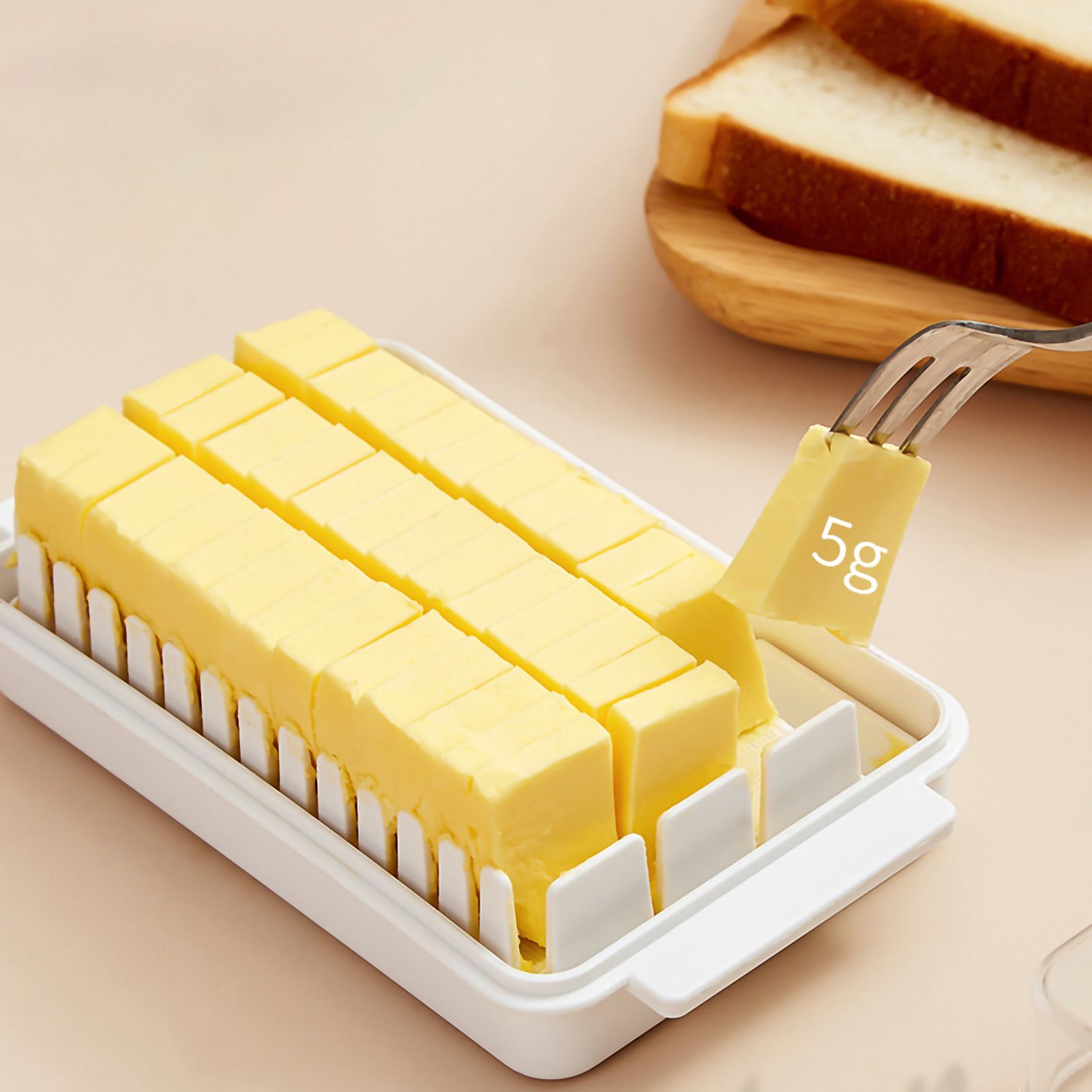 Butter Cutting Box with Transparent Lid Cutting Wizard Preservation Multifunctional Butter Container for Refrigerator White - Image 3