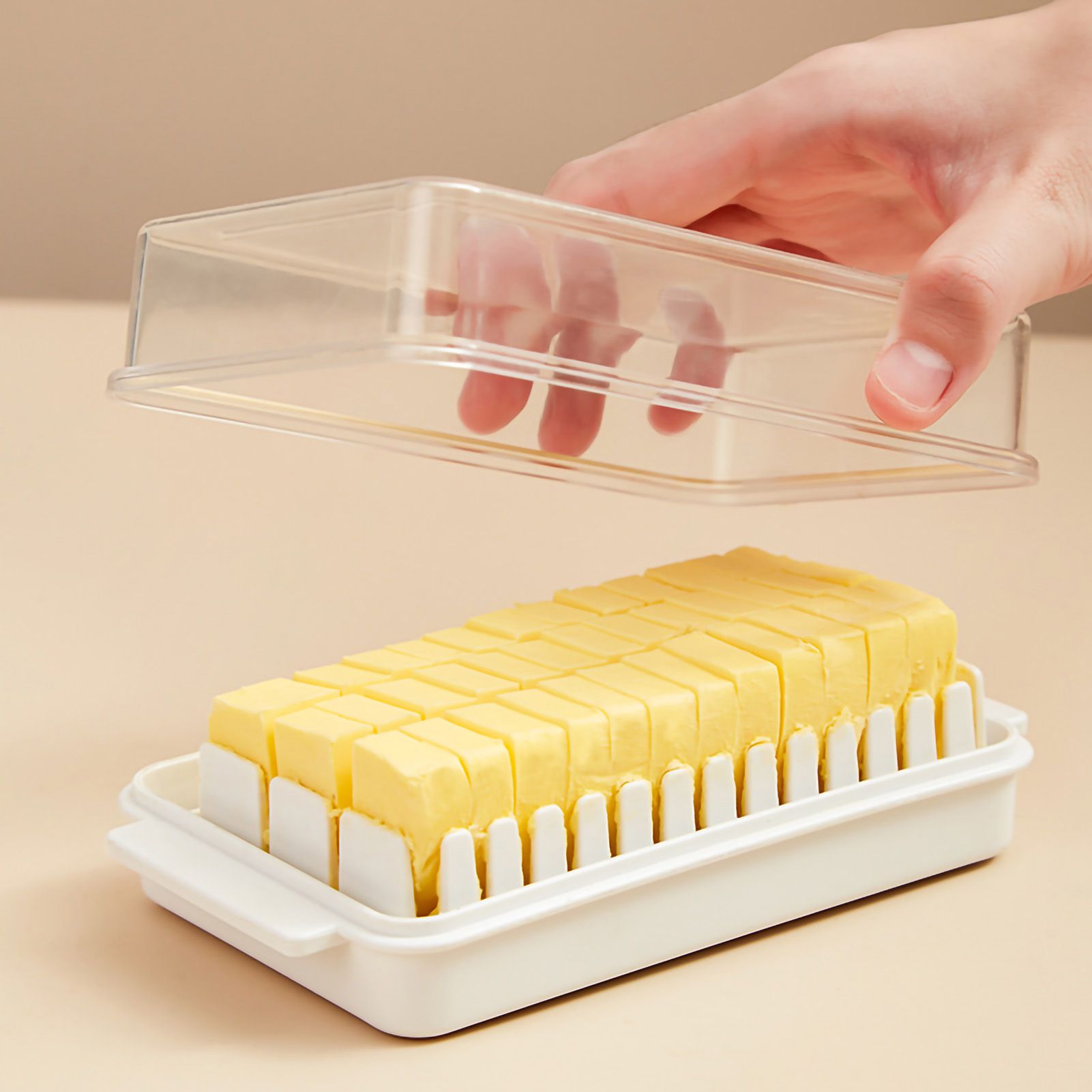 Butter Cutting Box with Transparent Lid Cutting Wizard Preservation Multifunctional Butter Container for Refrigerator White - Image 4