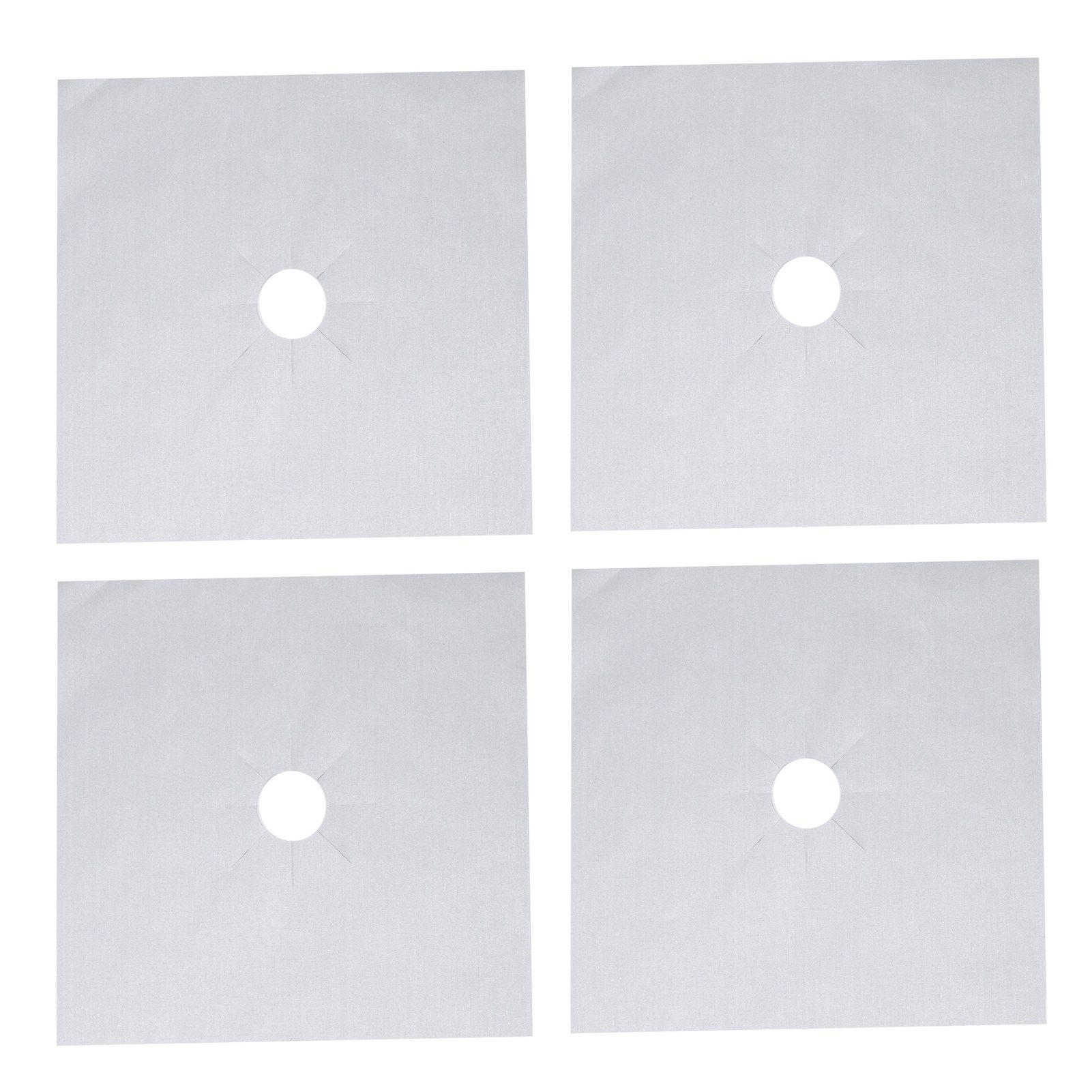 4Pcs Stove Burner Cover PTFE Coating Non Stick Gas Range Stove Top Protector Pad for Kitchen Cooking Silver 27x27cm 0.1mm - Image 1