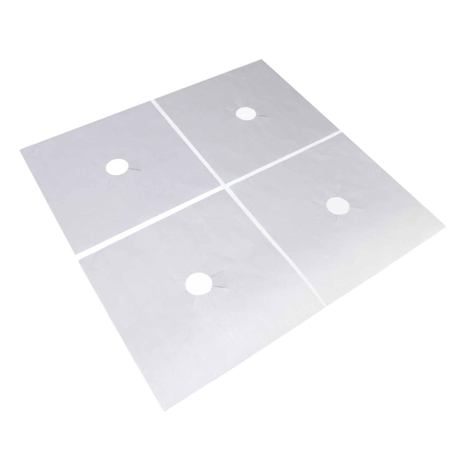 4Pcs Stove Burner Cover PTFE Coating Non Stick Gas Range Stove Top Protector Pad for Kitchen Cooking Silver 27x27cm 0.1mm - Image 2