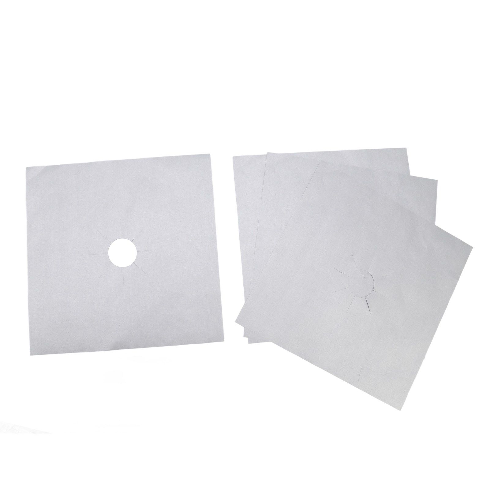 4Pcs Stove Burner Cover PTFE Coating Non Stick Gas Range Stove Top Protector Pad for Kitchen Cooking Silver 27x27cm 0.1mm - Image 4