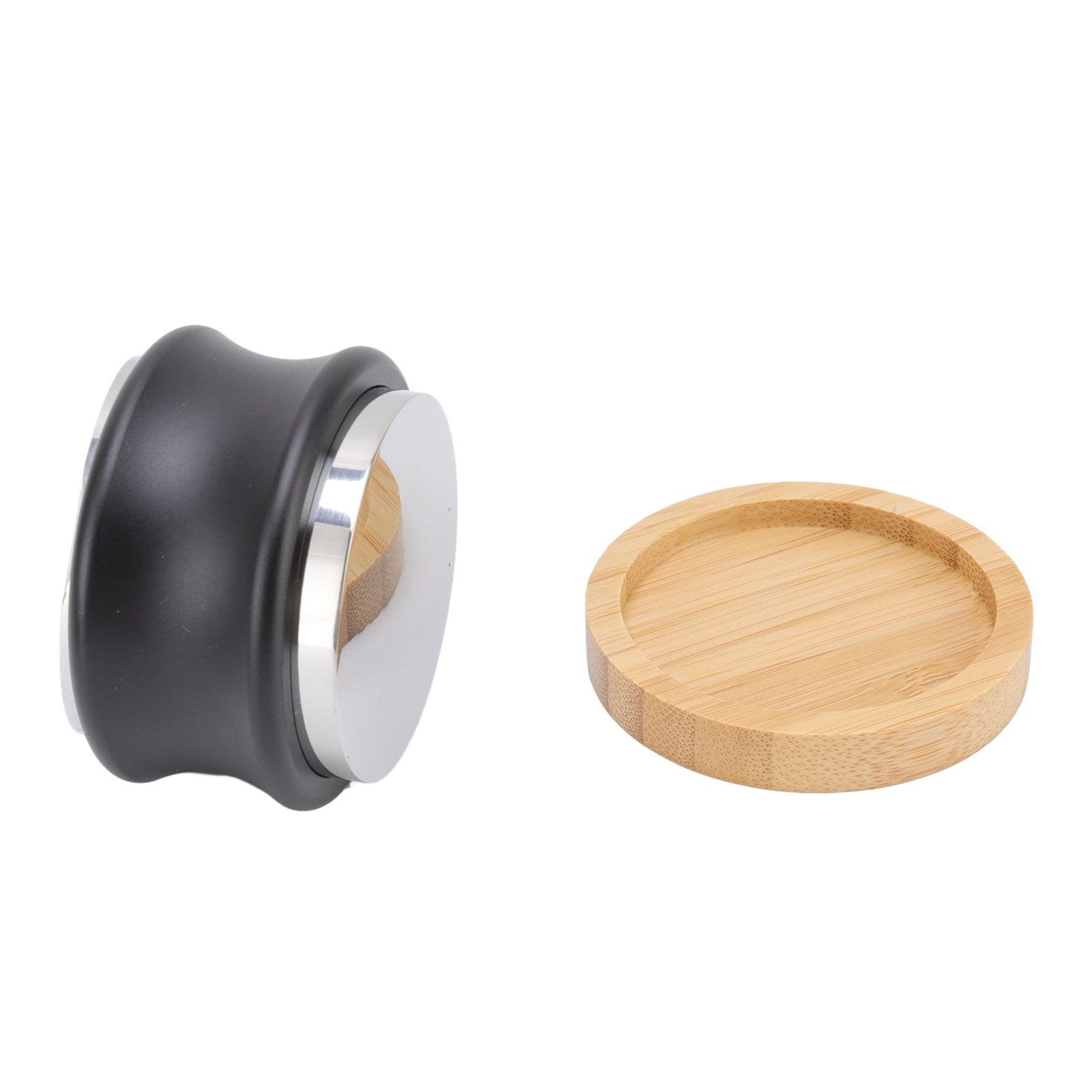 Coffee Distributor Stainless Steel Alloy Dual Head Adjustable Depth Coffee Leveler with Bamboo Base 53mm/2.09in - Image 6