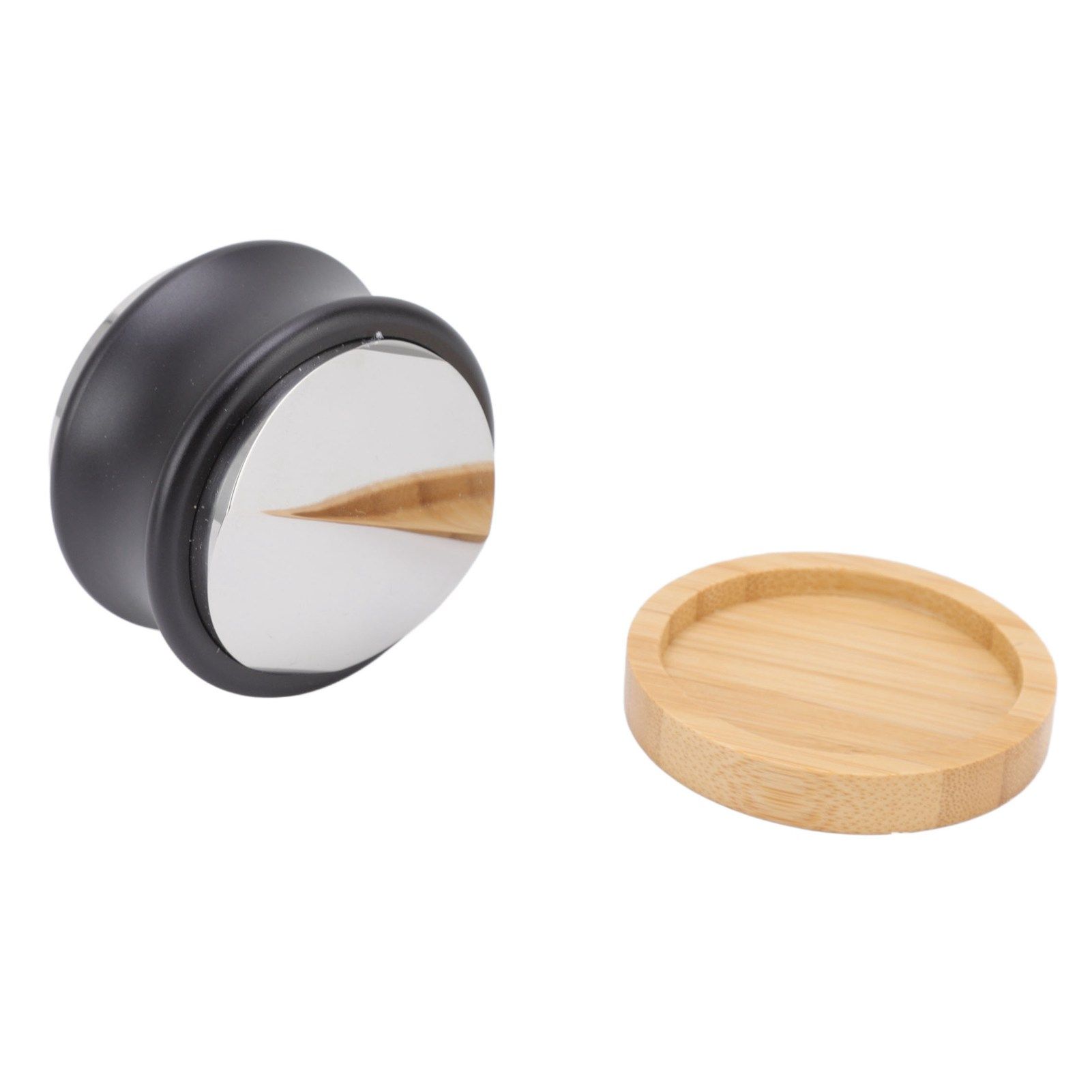 Coffee Distributor Stainless Steel Alloy Dual Head Adjustable Depth Coffee Leveler with Bamboo Base 58.5mm/2.3in - Image 7