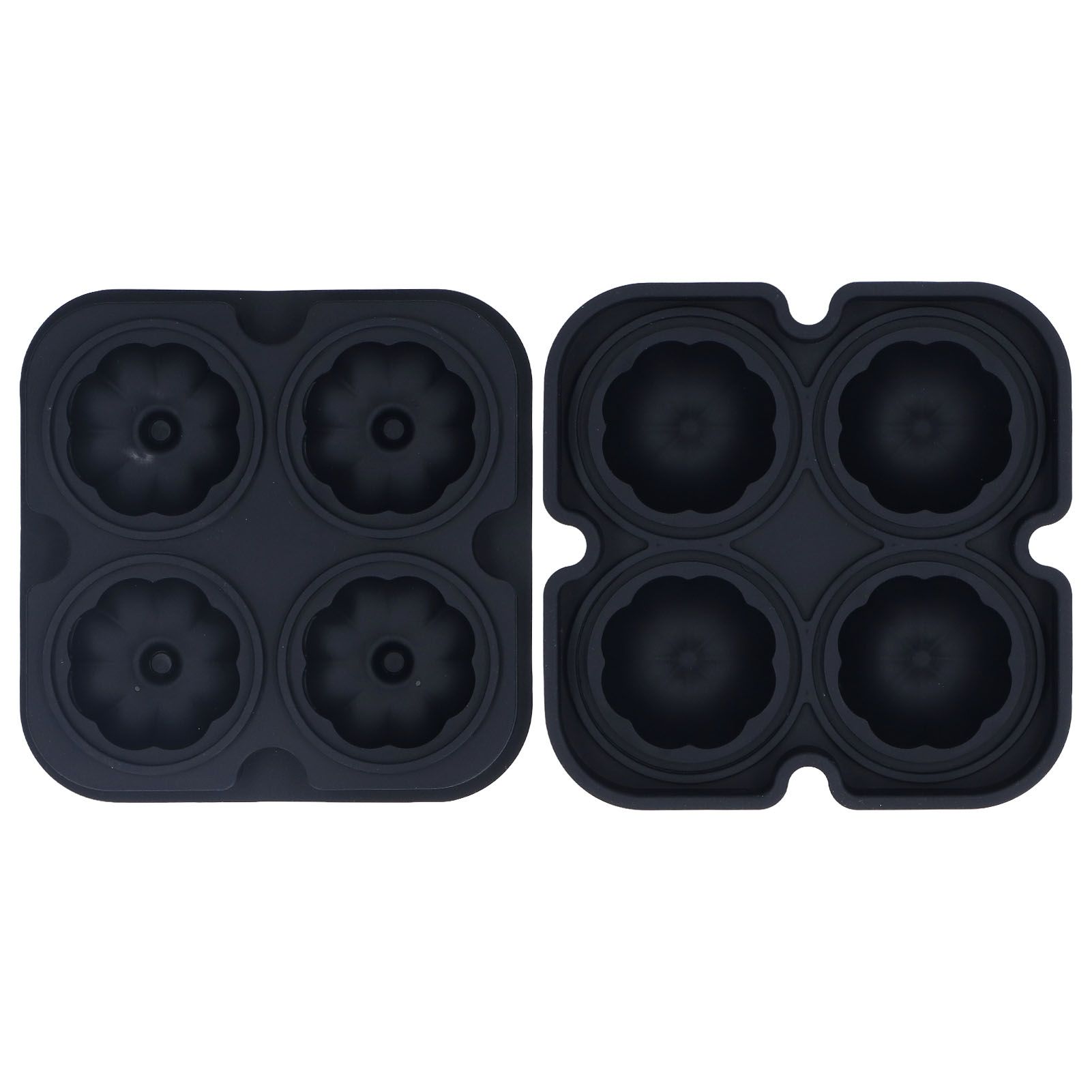 Pumpkin Ice Ball Mold 3D Pumpkin Shape Food Grade Silicone 4 Cells Easy Release Whiskey Ice Mold for Coffee Tea Cocktail Black - Image 1