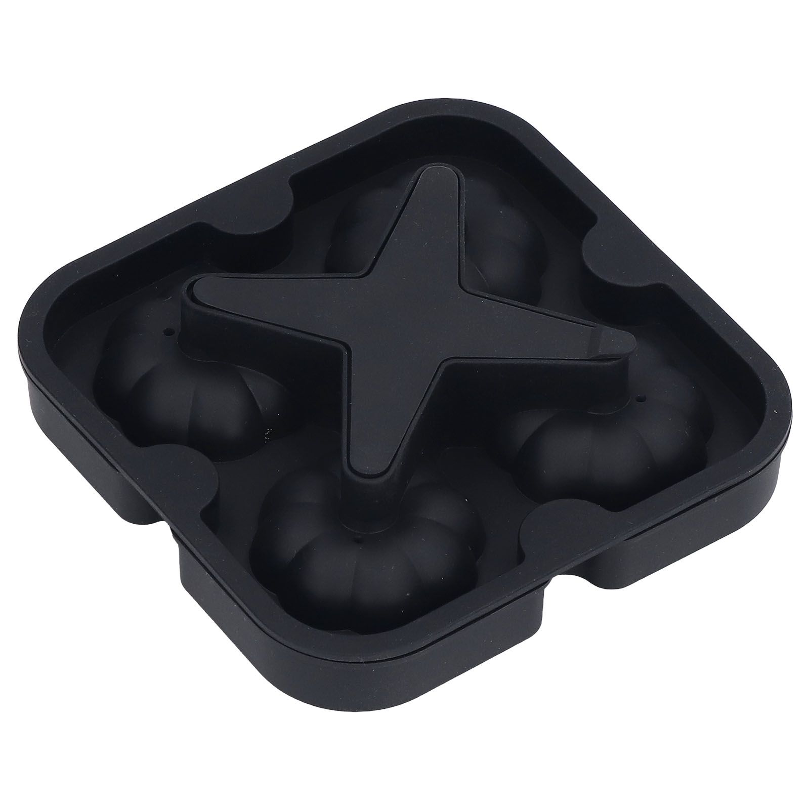 Pumpkin Ice Ball Mold 3D Pumpkin Shape Food Grade Silicone 4 Cells Easy Release Whiskey Ice Mold for Coffee Tea Cocktail Black - Image 2