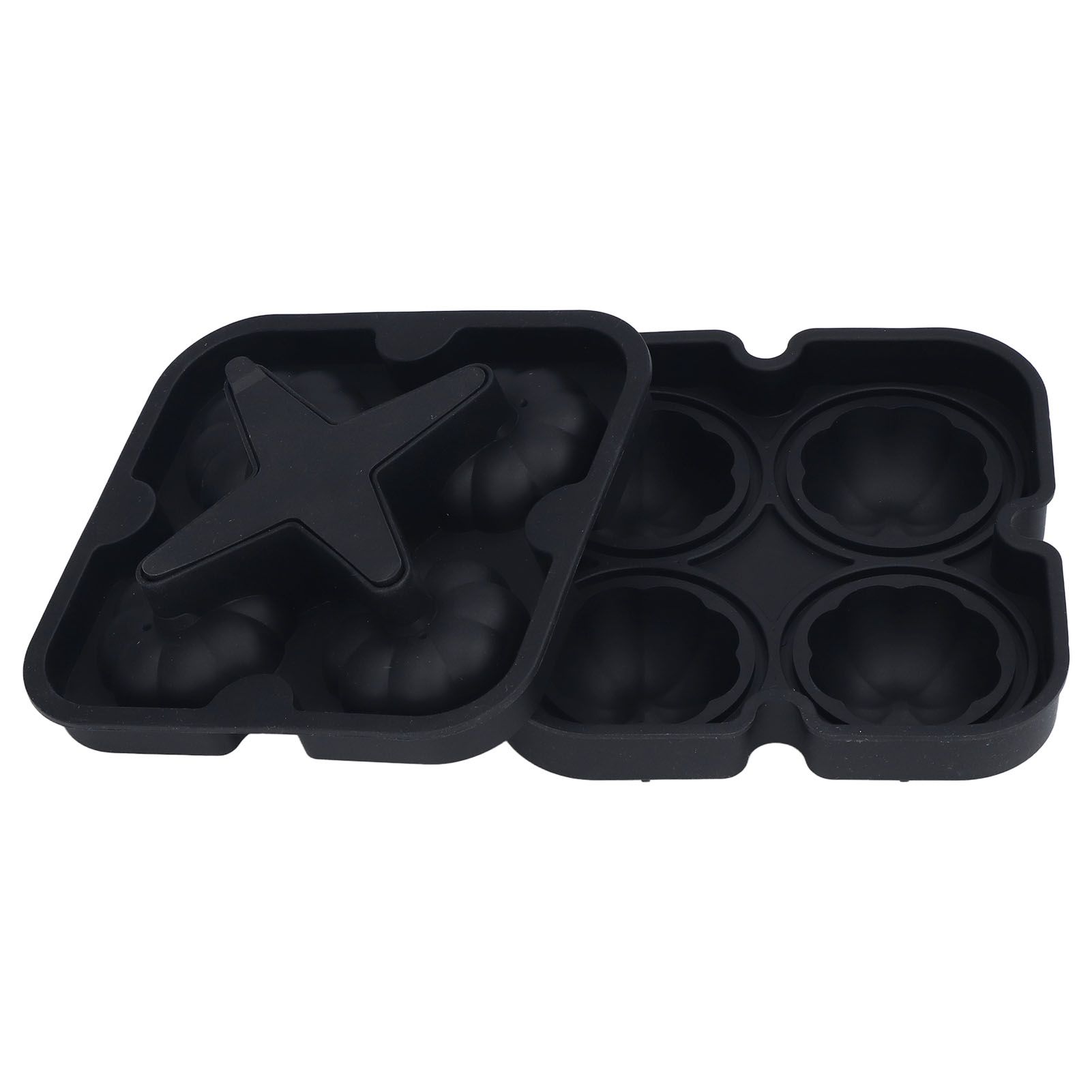 Pumpkin Ice Ball Mold 3D Pumpkin Shape Food Grade Silicone 4 Cells Easy Release Whiskey Ice Mold for Coffee Tea Cocktail Black - Image 5