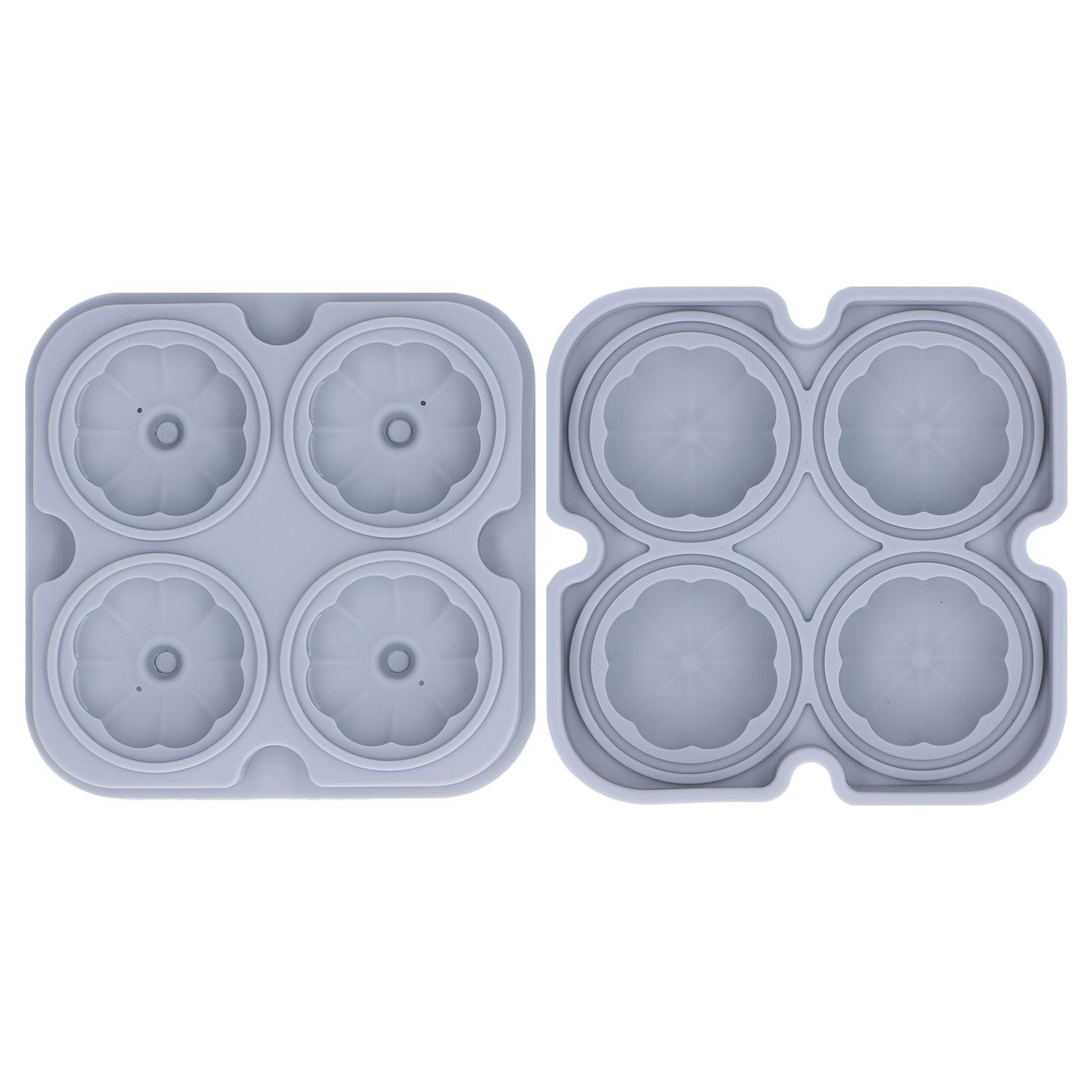 Pumpkin Ice Ball Mold 3D Pumpkin Shape Food Grade Silicone 4 Cells Easy Release Whiskey Ice Mold for Coffee Tea Cocktail Gray - Image 1