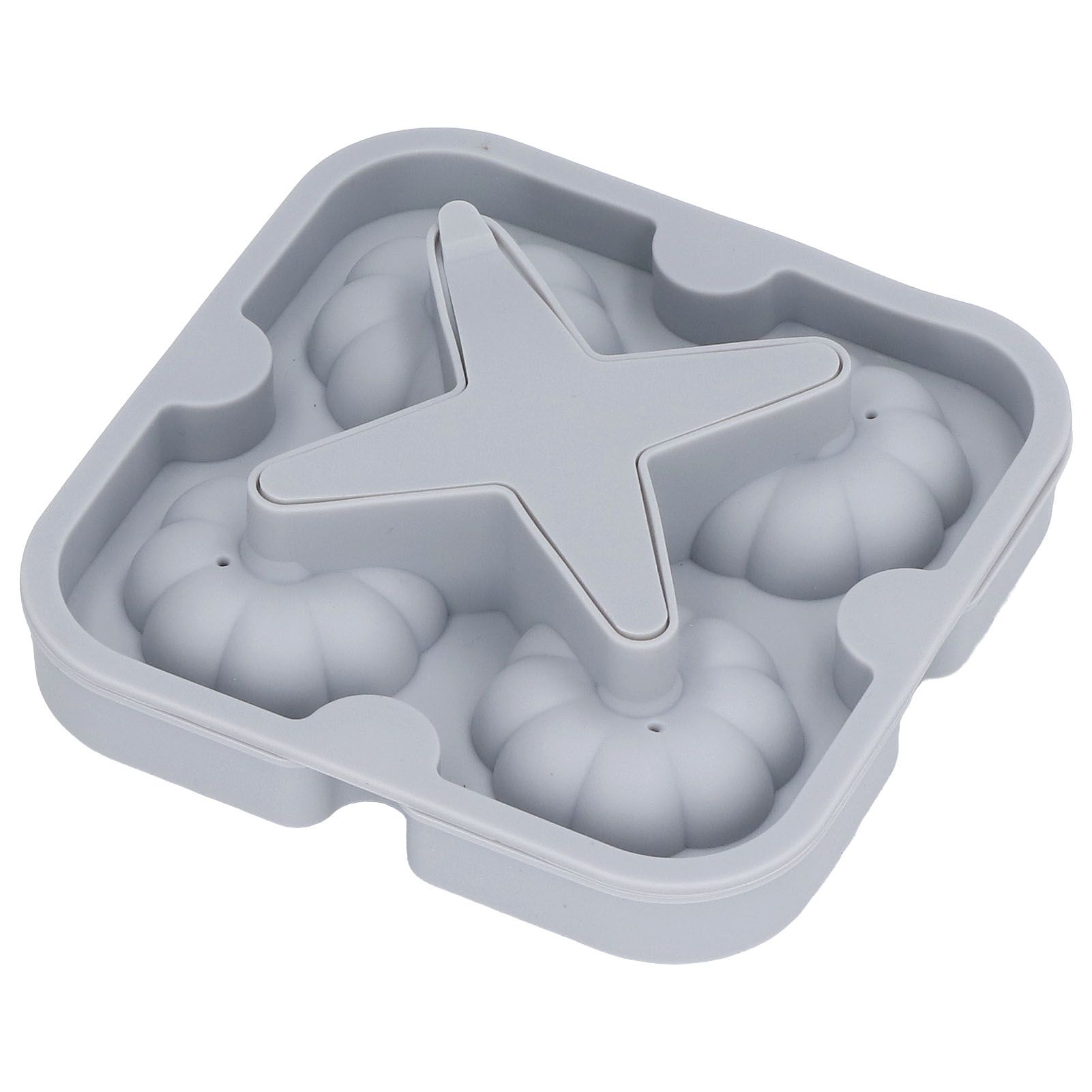 Pumpkin Ice Ball Mold 3D Pumpkin Shape Food Grade Silicone 4 Cells Easy Release Whiskey Ice Mold for Coffee Tea Cocktail Gray - Image 2