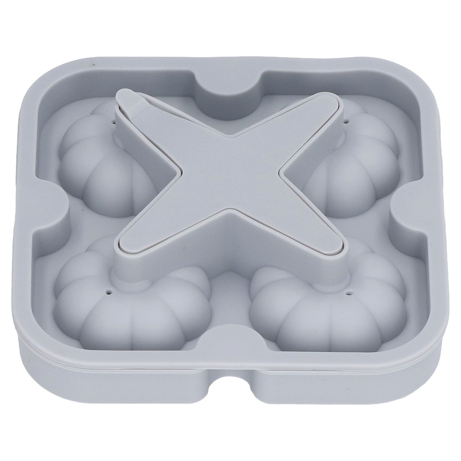 Pumpkin Ice Ball Mold 3D Pumpkin Shape Food Grade Silicone 4 Cells Easy Release Whiskey Ice Mold for Coffee Tea Cocktail Gray - Image 3