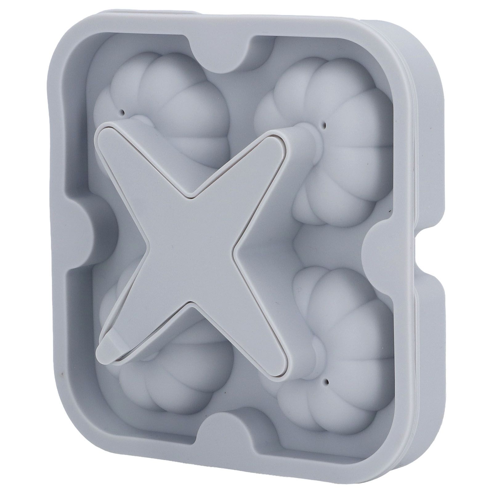 Pumpkin Ice Ball Mold 3D Pumpkin Shape Food Grade Silicone 4 Cells Easy Release Whiskey Ice Mold for Coffee Tea Cocktail Gray - Image 4