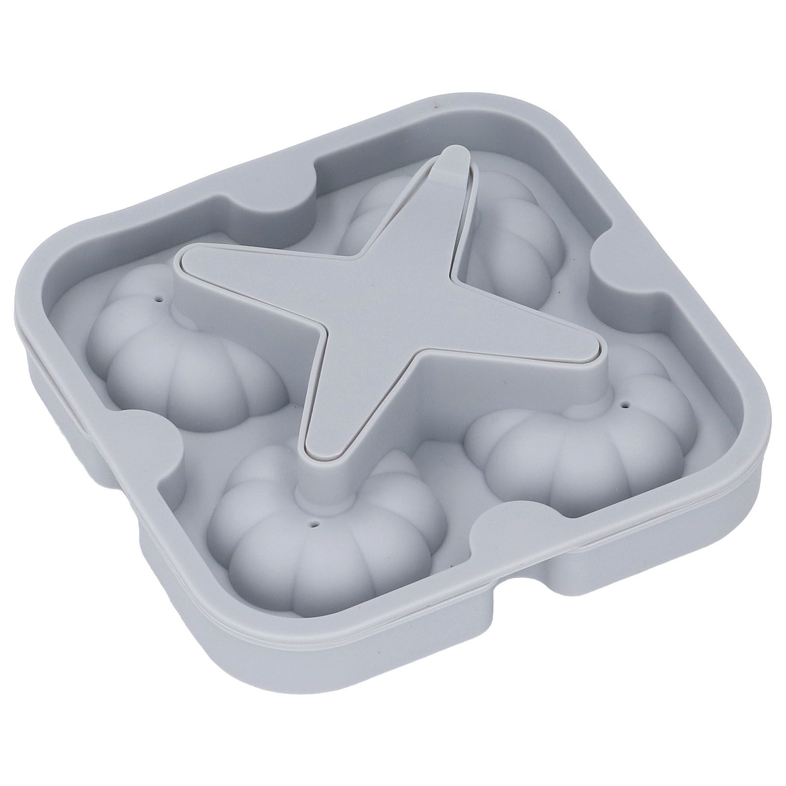 Pumpkin Ice Ball Mold 3D Pumpkin Shape Food Grade Silicone 4 Cells Easy Release Whiskey Ice Mold for Coffee Tea Cocktail Gray - Image 7
