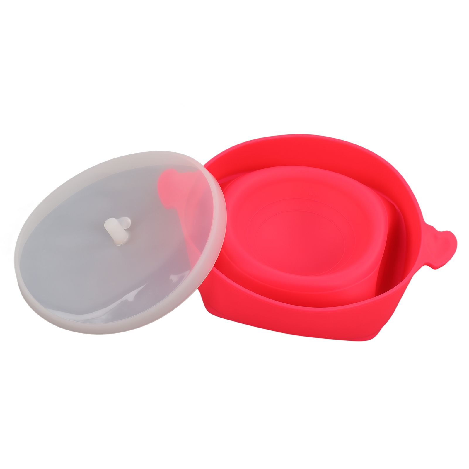 Microwavable Popcorn Bowl with Transparent Lid and Handle Collapsible Silicone Popcorn Maker for Home Rose Red - Image 3