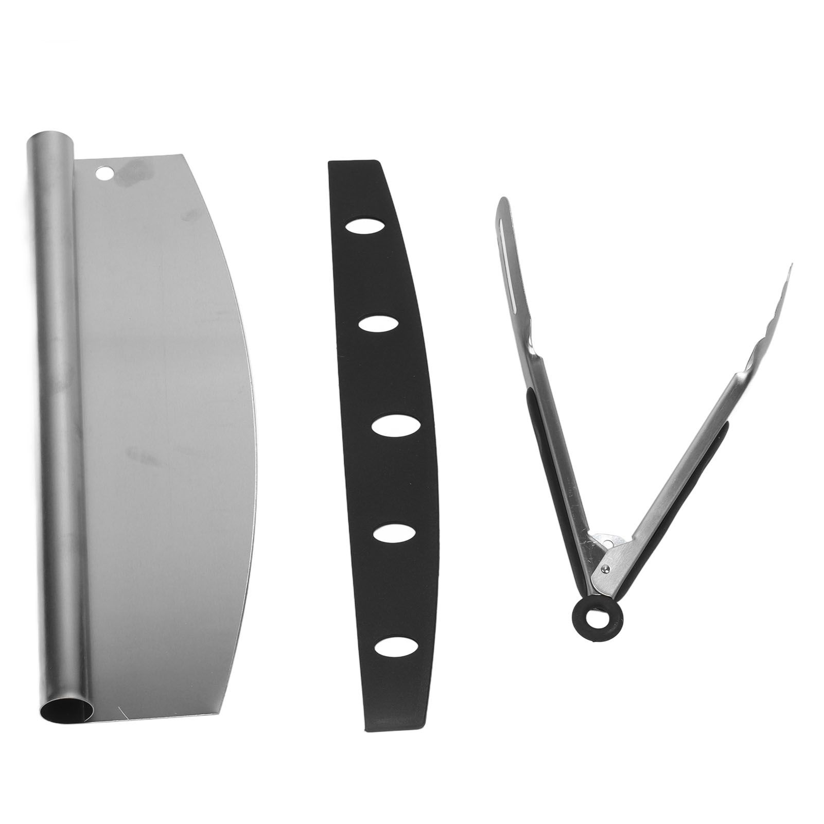 Pizza Cutter Food Grade Stainless Steel High Sharpness Ergonomic Design Rocking Pizza Cutter with Tong for Pizza Cake - Image 1