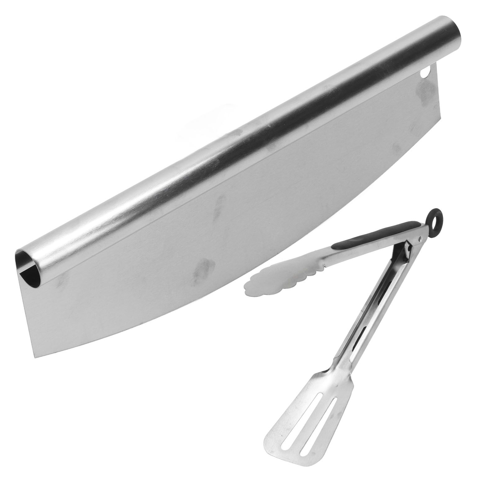 Pizza Cutter Food Grade Stainless Steel High Sharpness Ergonomic Design Rocking Pizza Cutter with Tong for Pizza Cake - Image 2