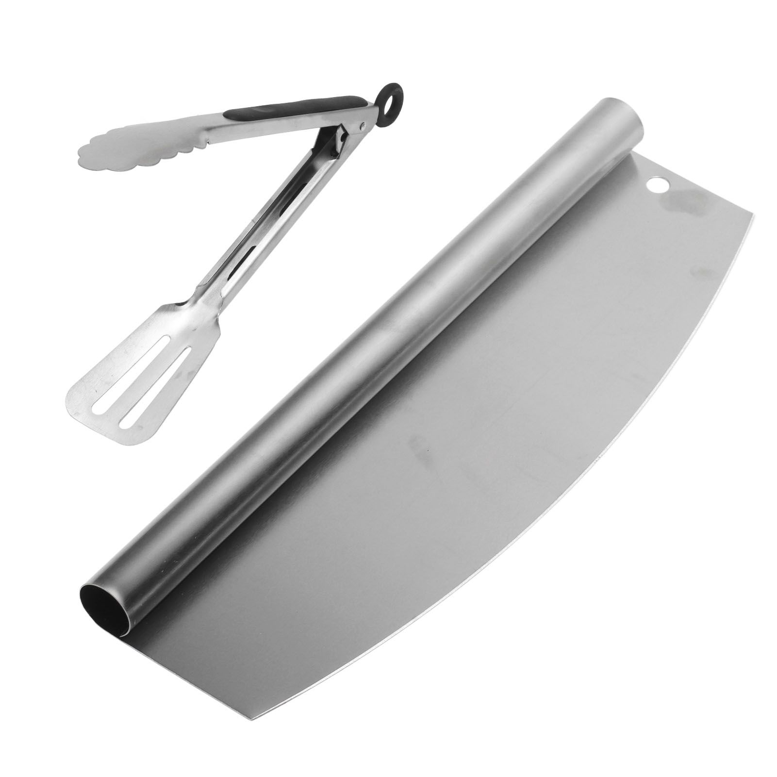 Pizza Cutter Food Grade Stainless Steel High Sharpness Ergonomic Design Rocking Pizza Cutter with Tong for Pizza Cake - Image 6
