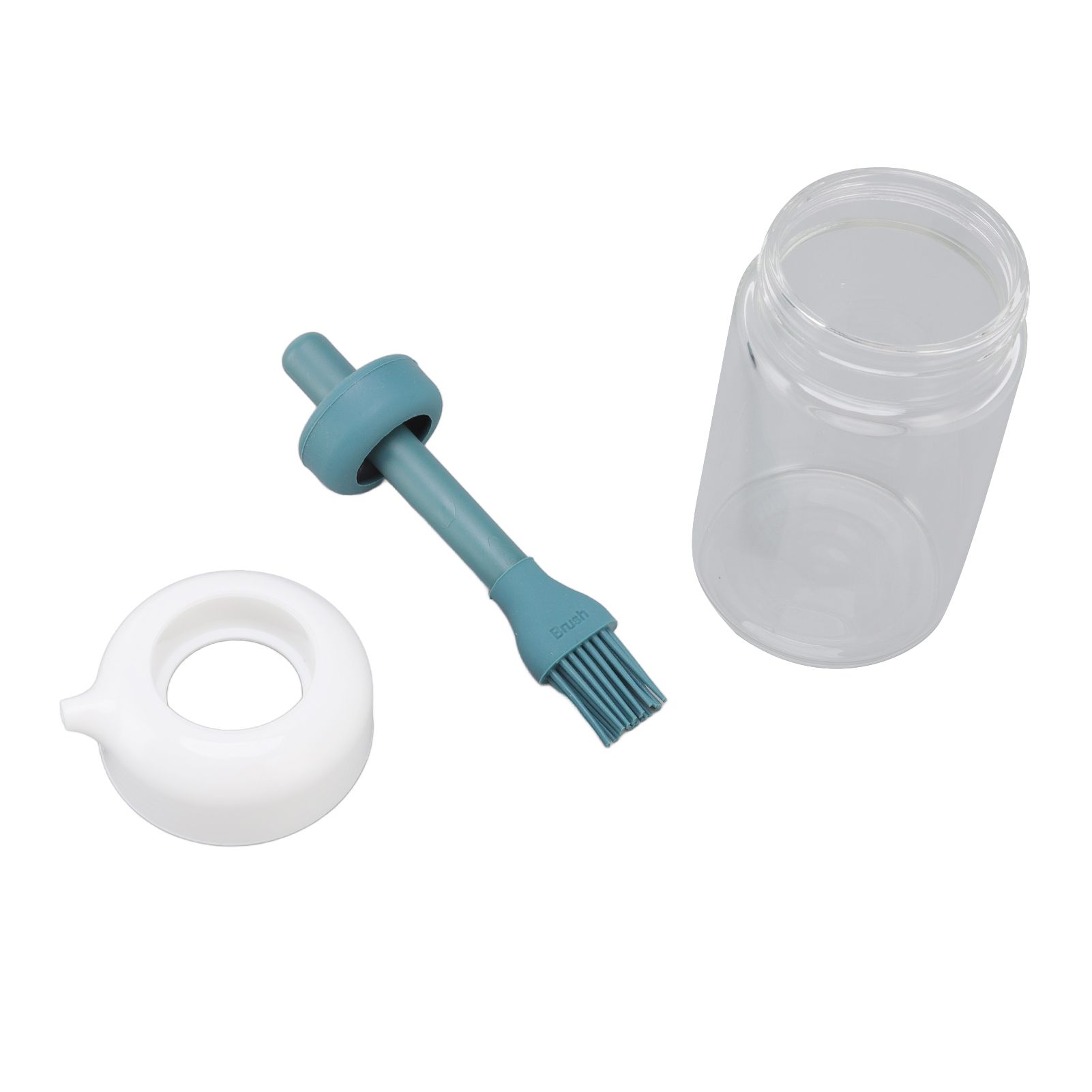 Press Control 2 in 1 Oil Bottle Dispenser Kitchen Glass Oil Bottle with Silicone Brush 230ml Dark Green - Image 2