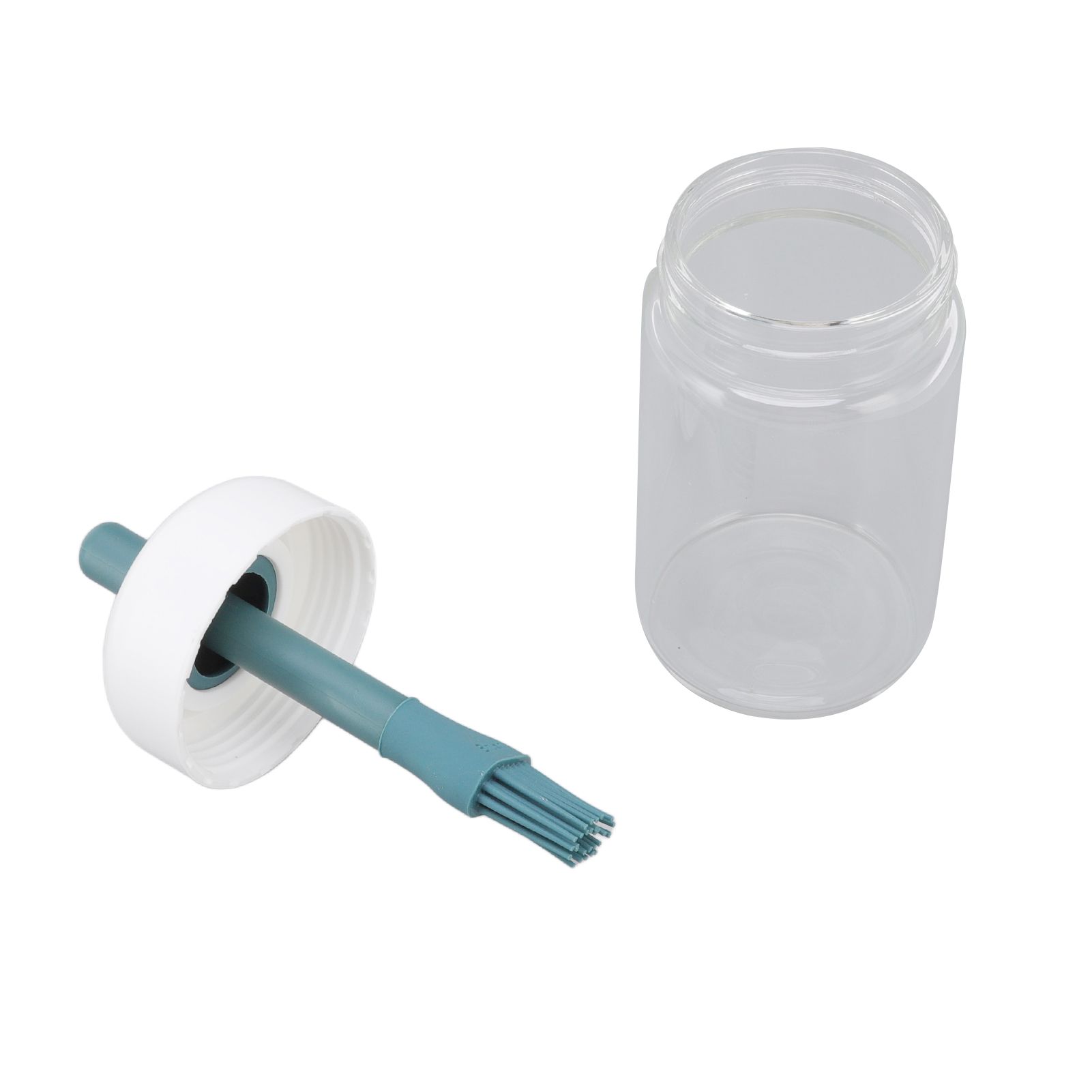 Press Control 2 in 1 Oil Bottle Dispenser Kitchen Glass Oil Bottle with Silicone Brush 230ml Dark Green - Image 3