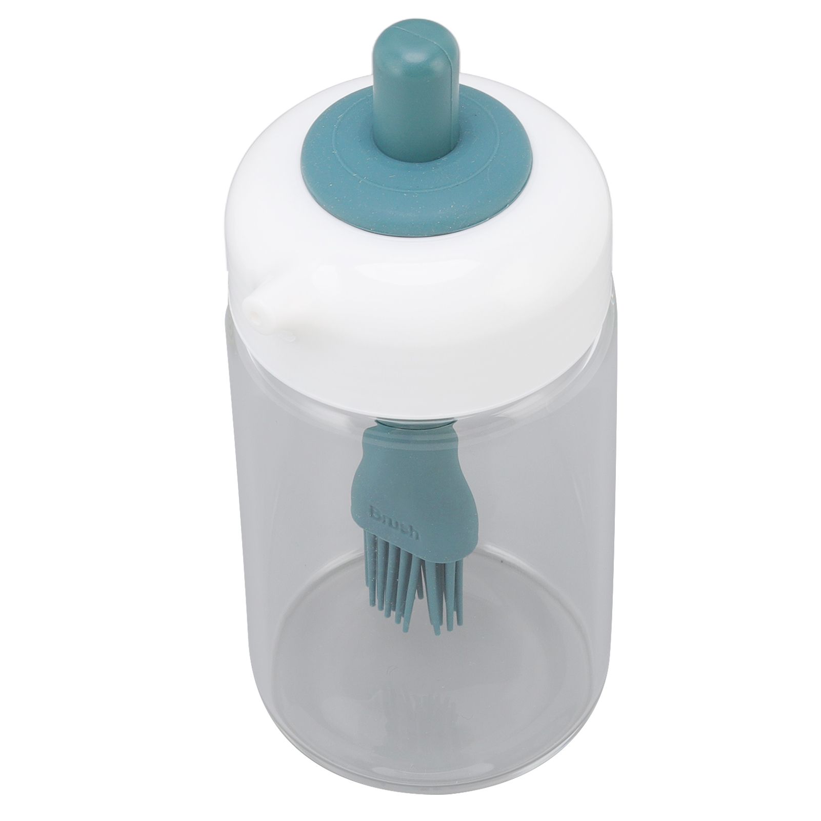 Press Control 2 in 1 Oil Bottle Dispenser Kitchen Glass Oil Bottle with Silicone Brush 230ml Dark Green - Image 4