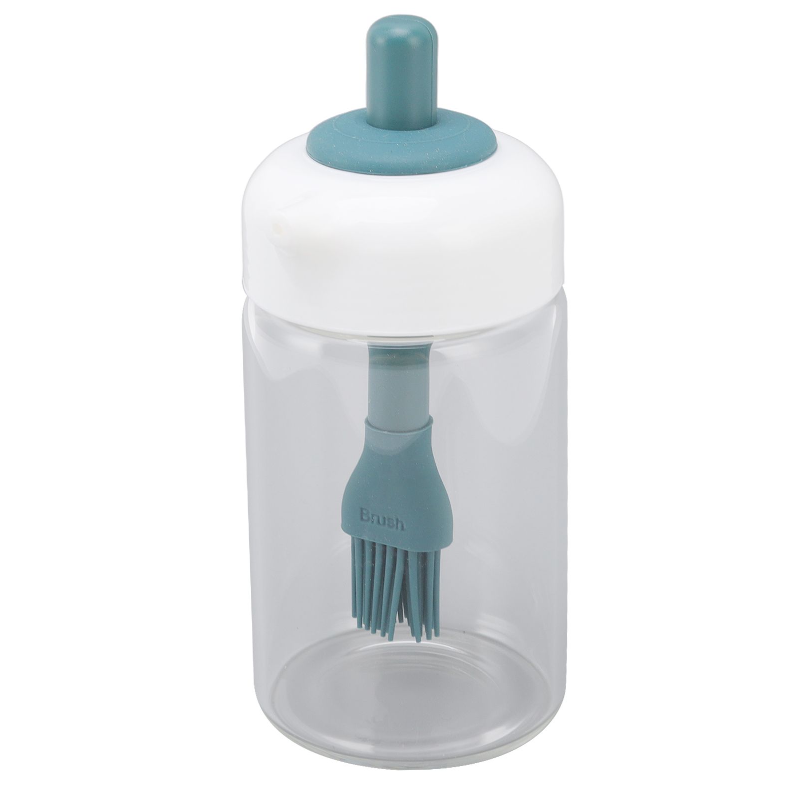Press Control 2 in 1 Oil Bottle Dispenser Kitchen Glass Oil Bottle with Silicone Brush 230ml Dark Green - Image 5