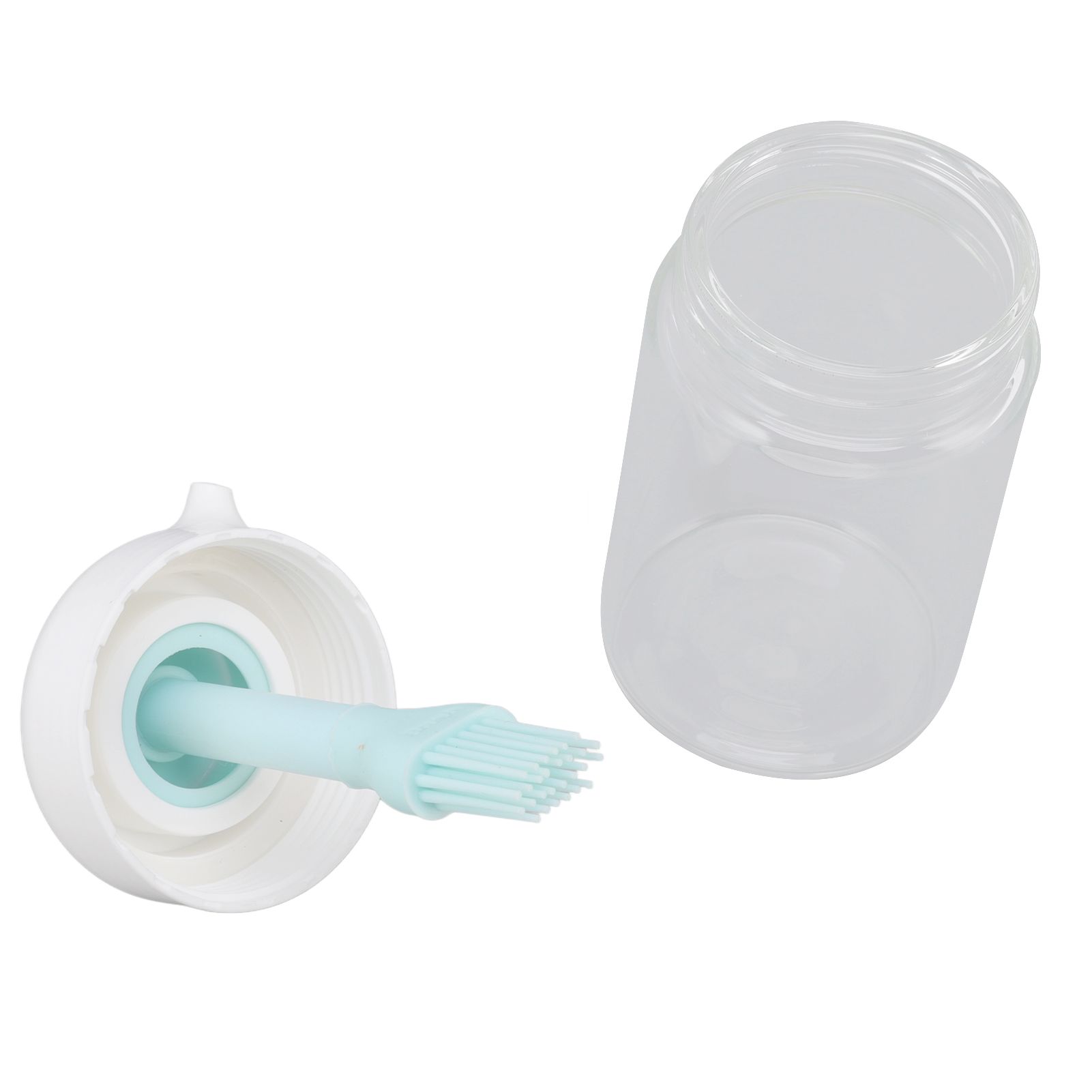 Press Control 2 in 1 Oil Bottle Dispenser Kitchen Glass Oil Bottle with Silicone Brush 230ml Blue - Image 2