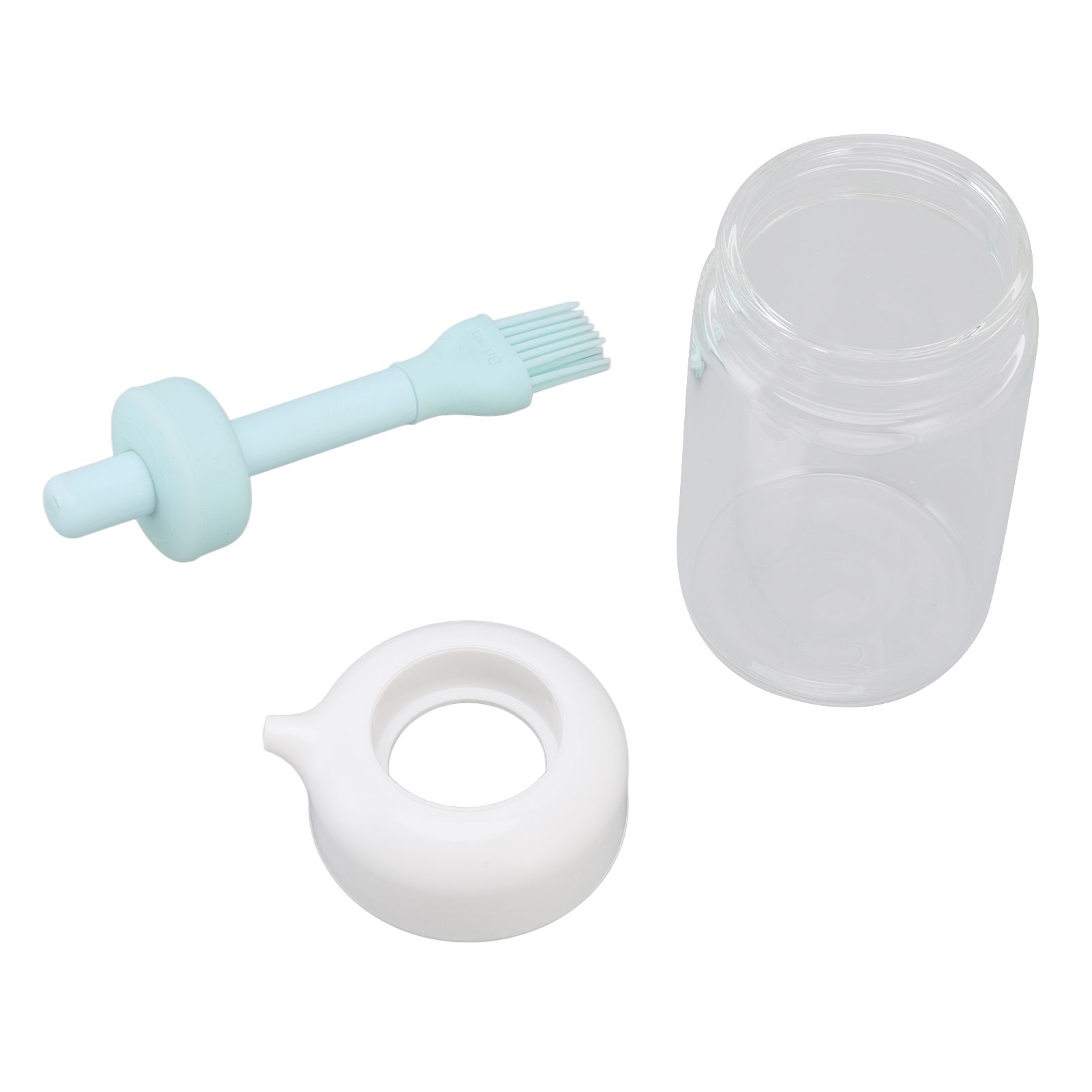 Press Control 2 in 1 Oil Bottle Dispenser Kitchen Glass Oil Bottle with Silicone Brush 230ml Blue - Image 3
