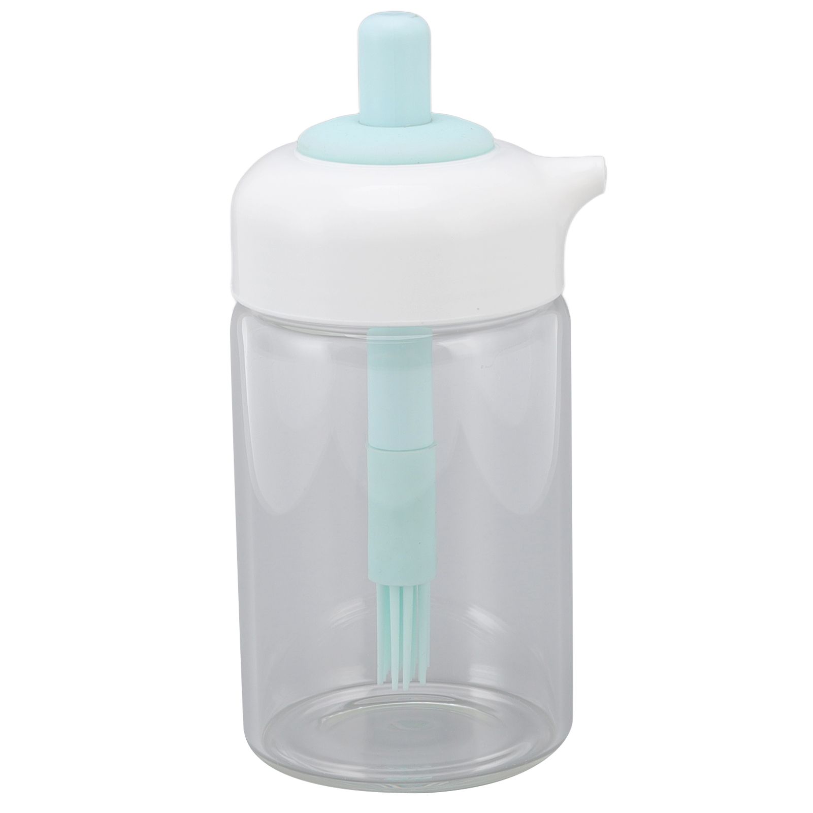 Press Control 2 in 1 Oil Bottle Dispenser Kitchen Glass Oil Bottle with Silicone Brush 230ml Blue - Image 4