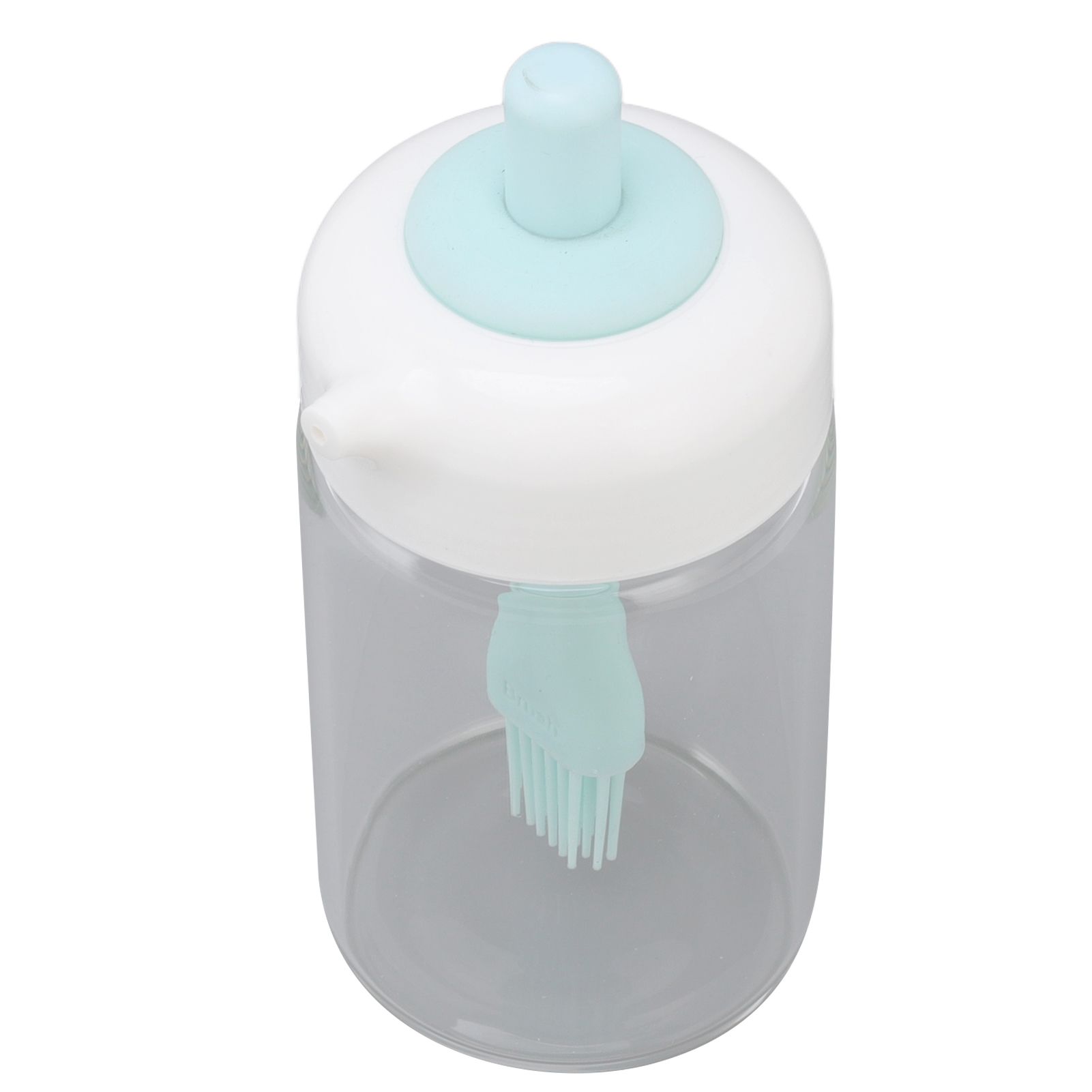 Press Control 2 in 1 Oil Bottle Dispenser Kitchen Glass Oil Bottle with Silicone Brush 230ml Blue - Image 5