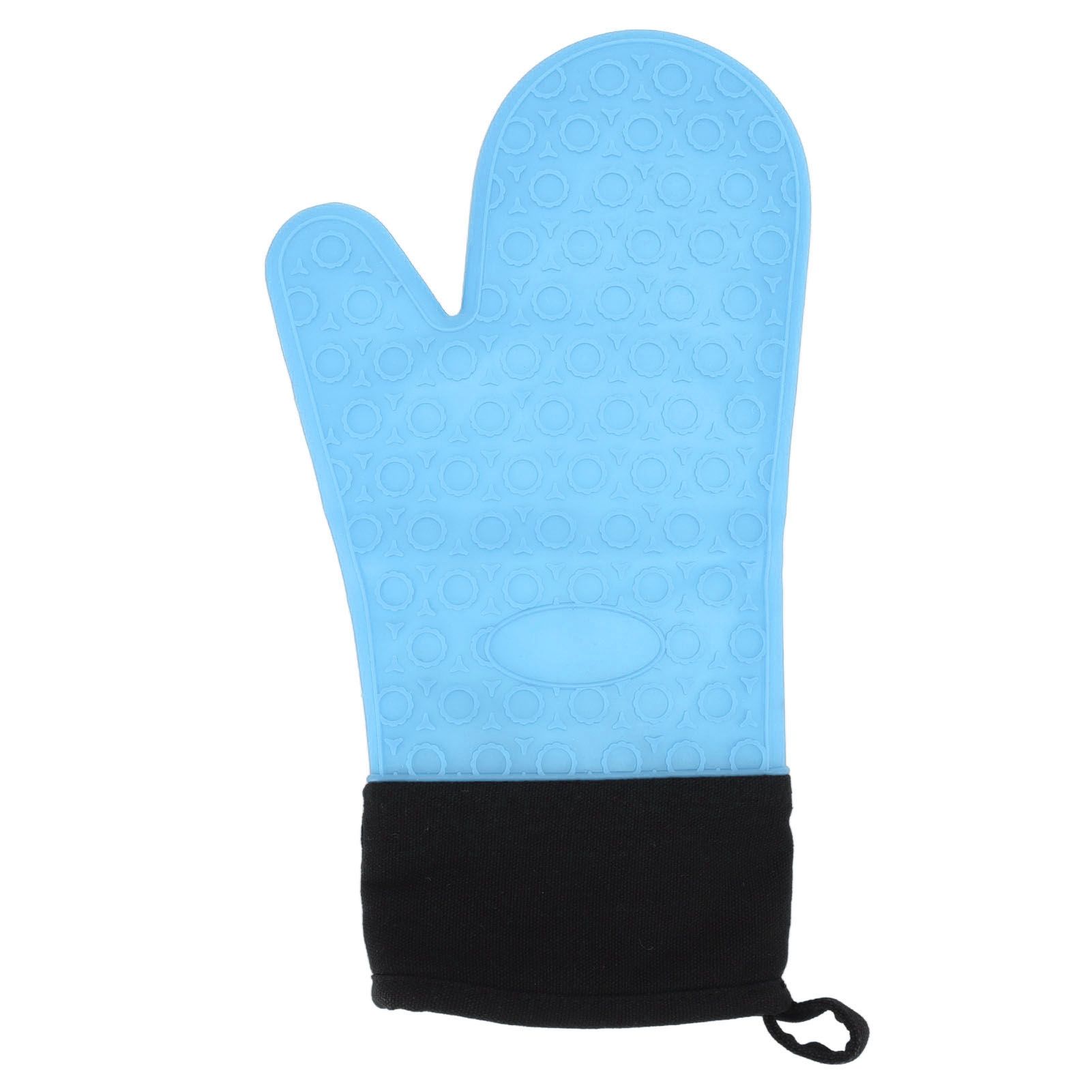 Silicone Oven Mitts Non Slip Kitchen Baking Gloves High Temperature Resistant 2 Fingers Long Blue - Image 1