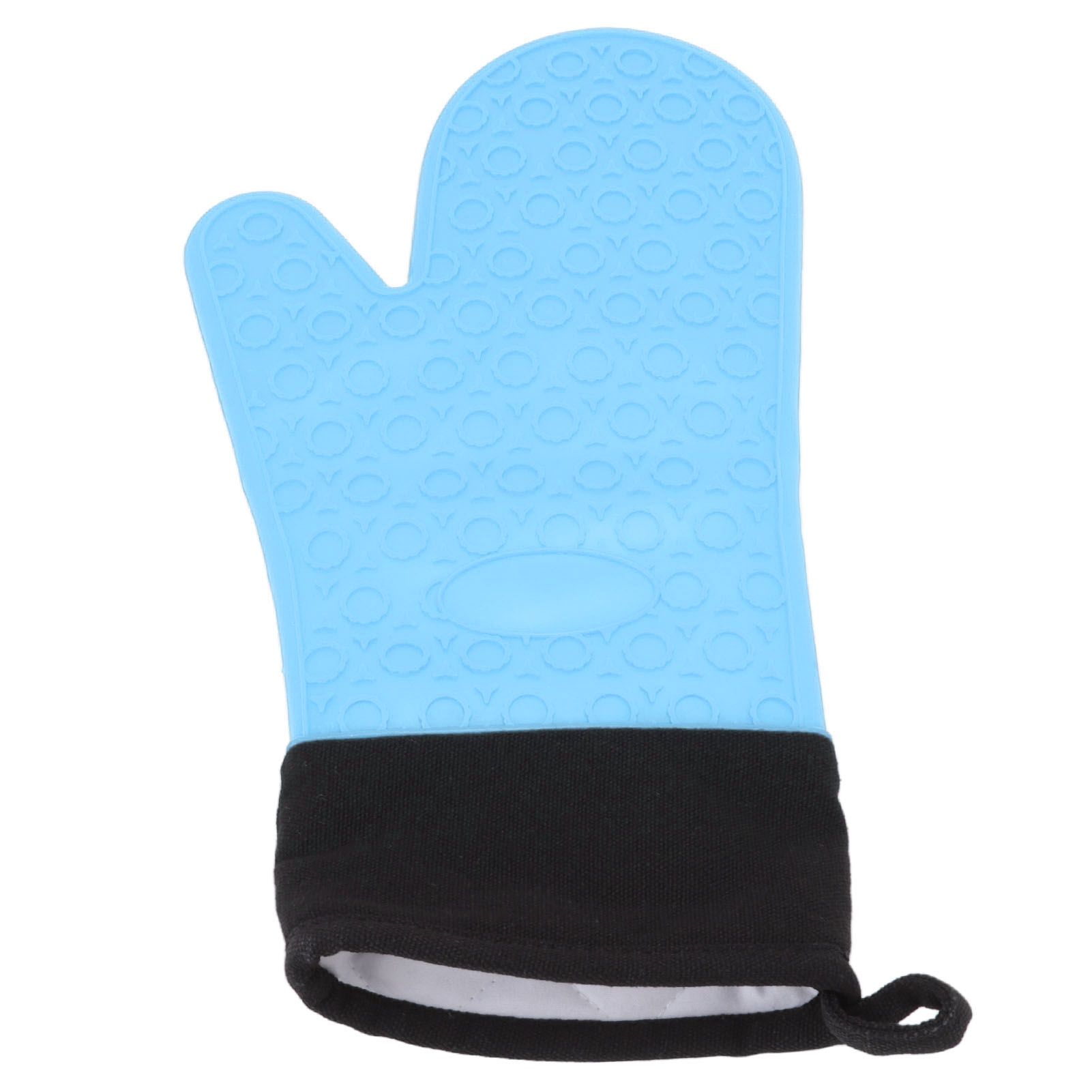 Silicone Oven Mitts Non Slip Kitchen Baking Gloves High Temperature Resistant 2 Fingers Long Blue - Image 5