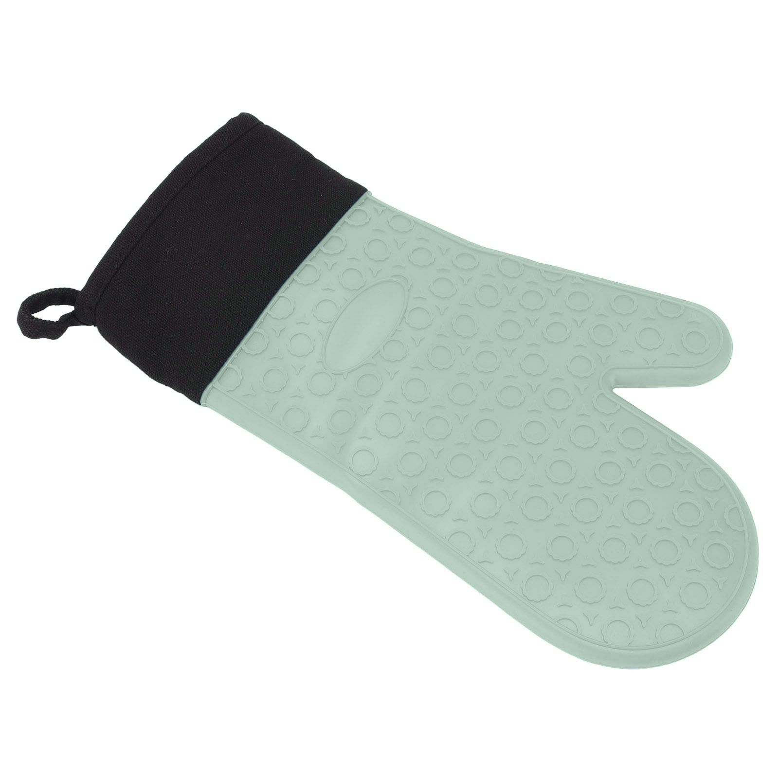 Silicone Oven Mitts Non Slip Kitchen Baking Gloves High Temperature Resistant 2 Fingers Long Green - Image 6