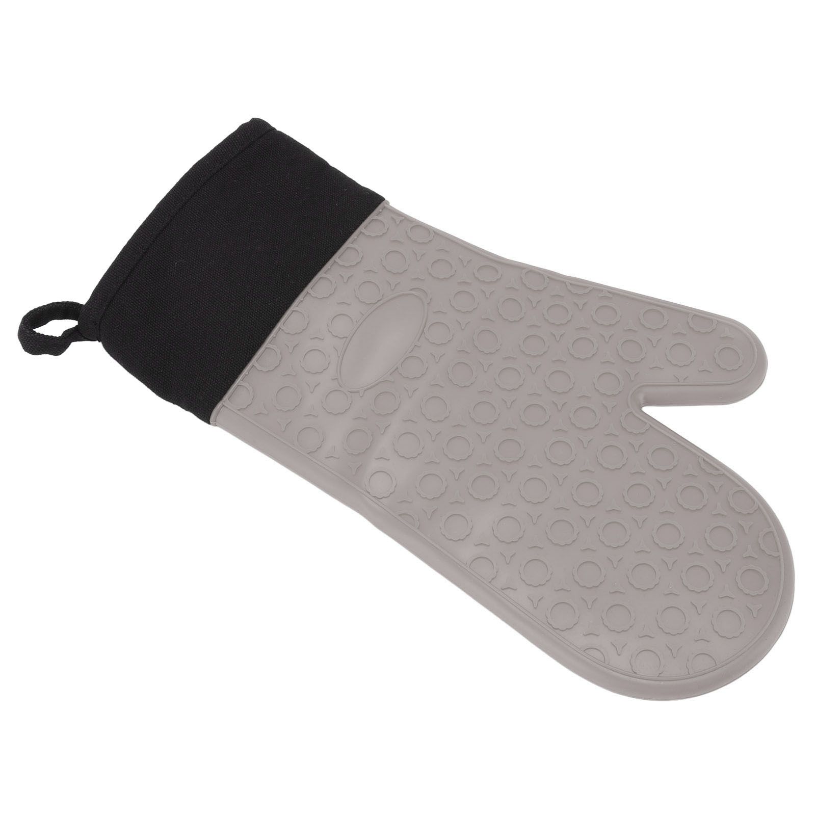 Silicone Oven Mitts Non Slip Kitchen Baking Gloves High Temperature Resistant 2 Fingers Long Gray - Image 6