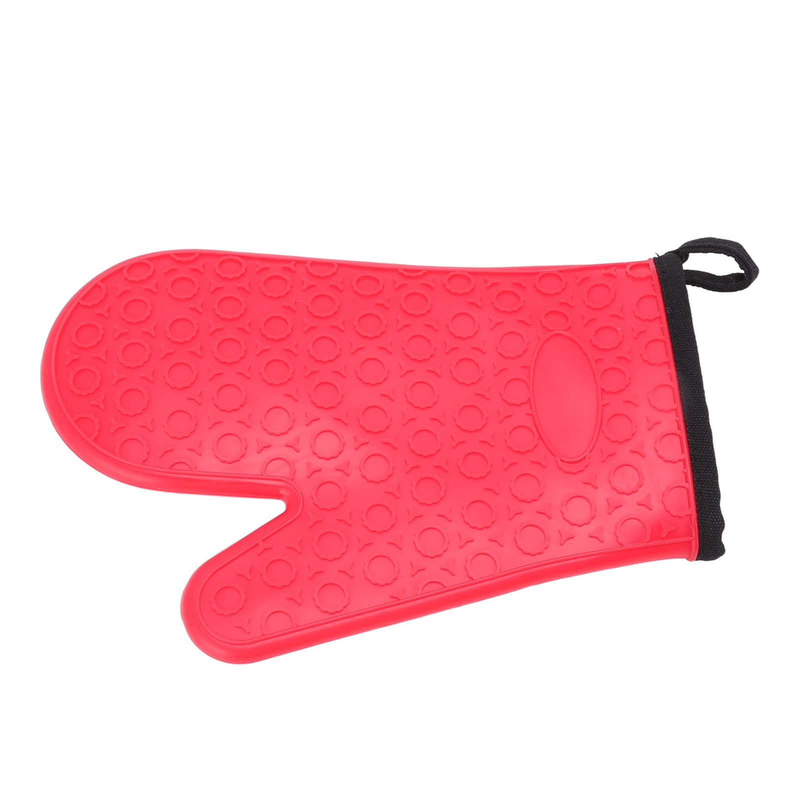 Silicone Oven Mitt High Temperature Resistant Waterproof Slip Proof Kitchen Baking Glove with Cotton Liner Red - Image 3