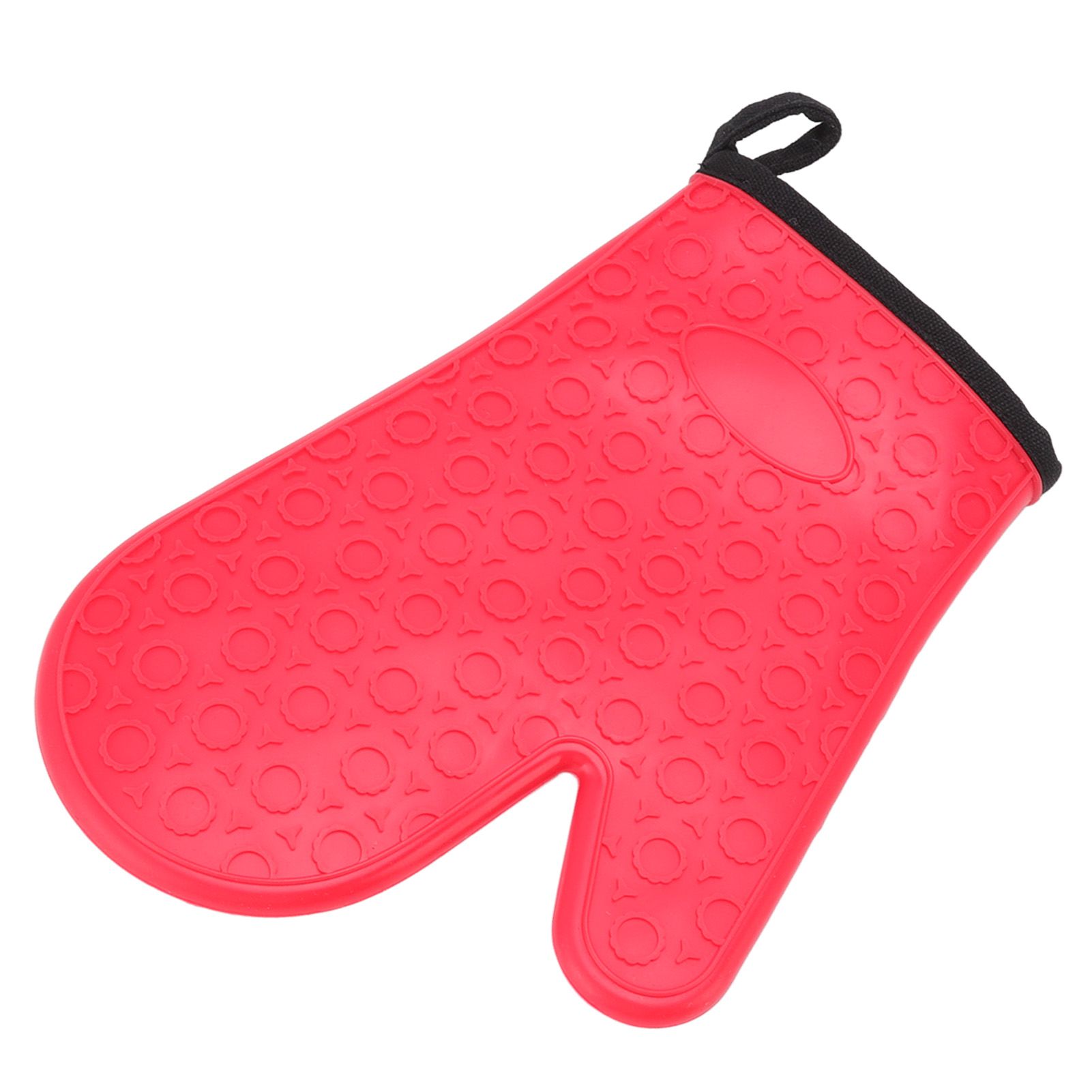 Silicone Oven Mitt High Temperature Resistant Waterproof Slip Proof Kitchen Baking Glove with Cotton Liner Red - Image 5