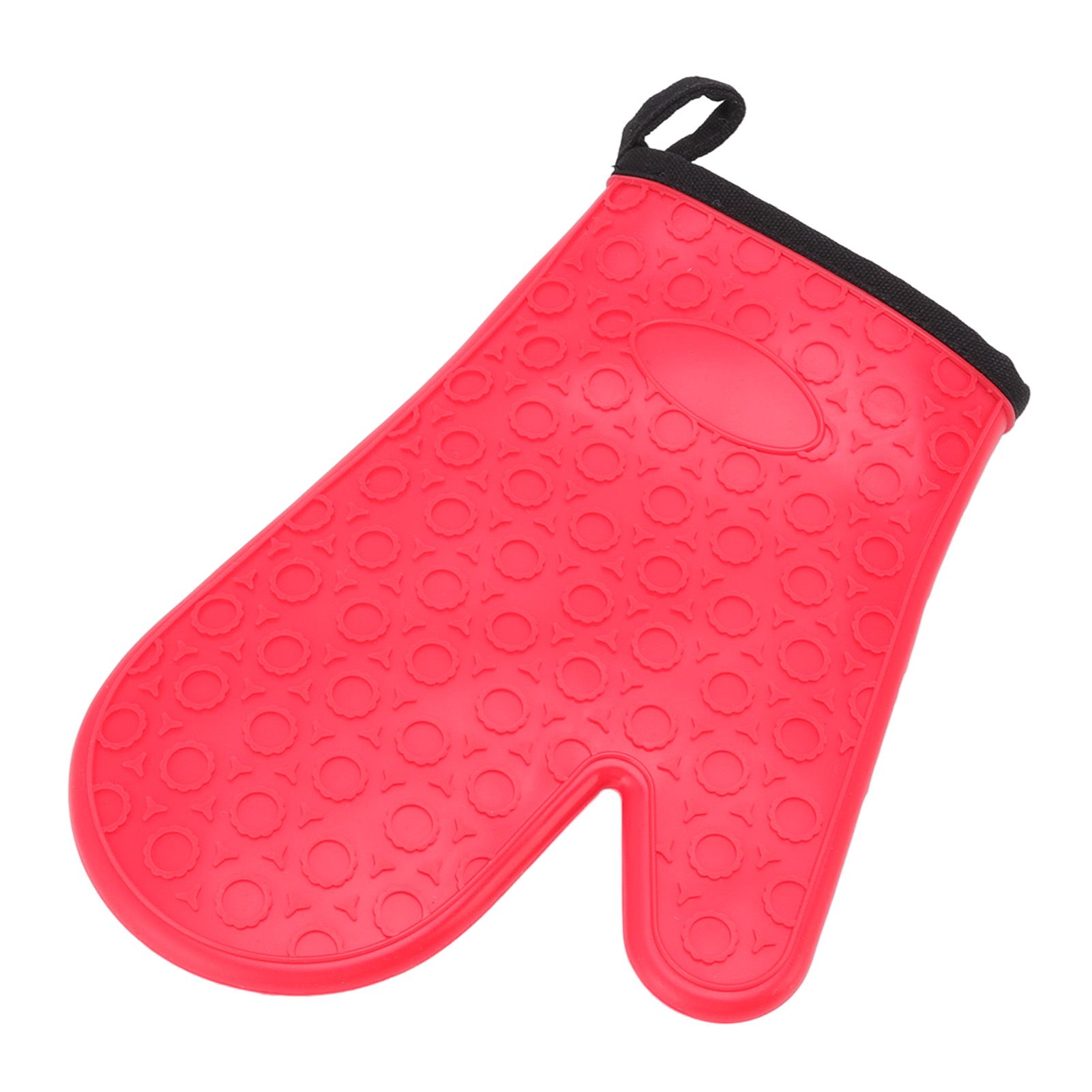 Silicone Oven Mitt High Temperature Resistant Waterproof Slip Proof Kitchen Baking Glove with Cotton Liner Red - Image 6