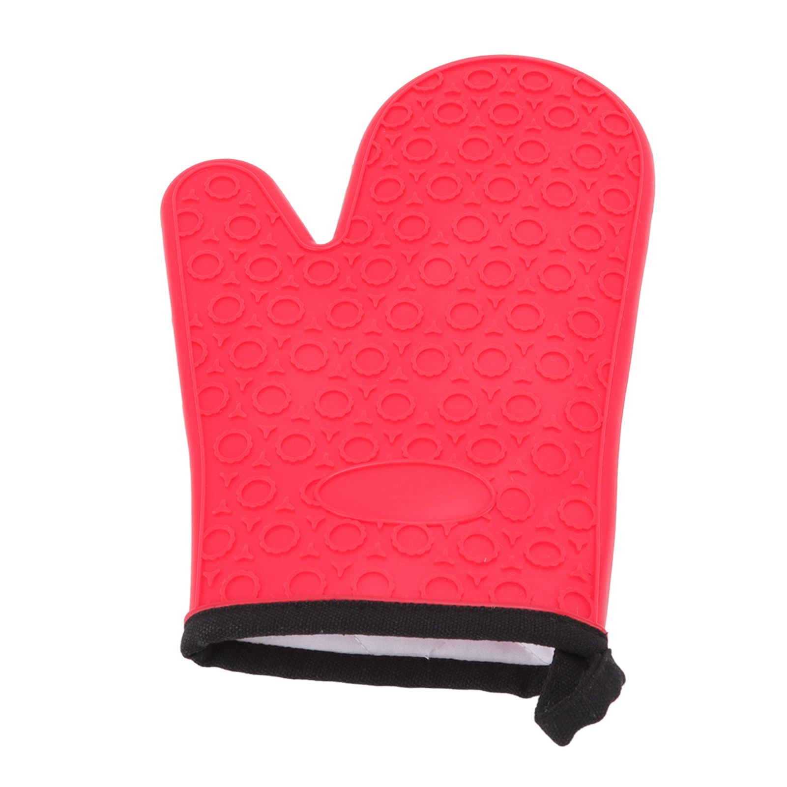 Silicone Oven Mitt High Temperature Resistant Waterproof Slip Proof Kitchen Baking Glove with Cotton Liner Red - Image 7
