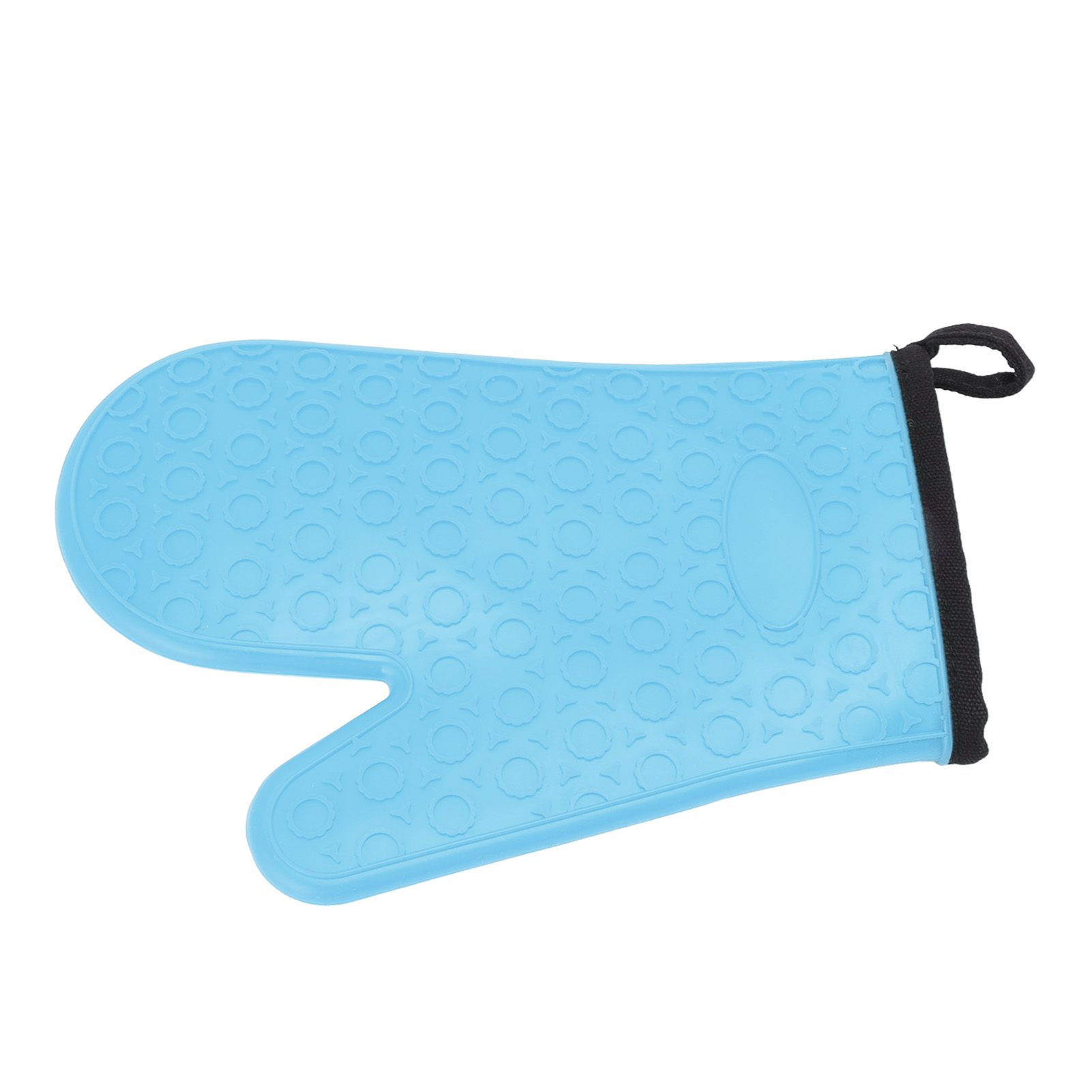 Silicone Oven Mitt High Temperature Resistant Waterproof Slip Proof Kitchen Baking Glove with Cotton Liner Blue - Image 6