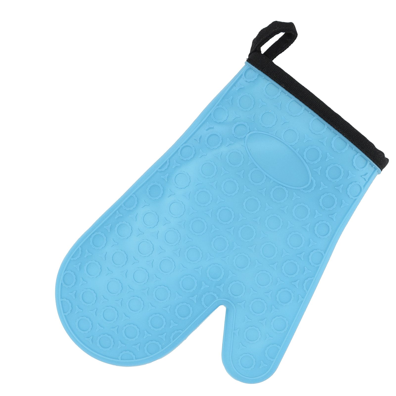 Silicone Oven Mitt High Temperature Resistant Waterproof Slip Proof Kitchen Baking Glove with Cotton Liner Blue - Image 7