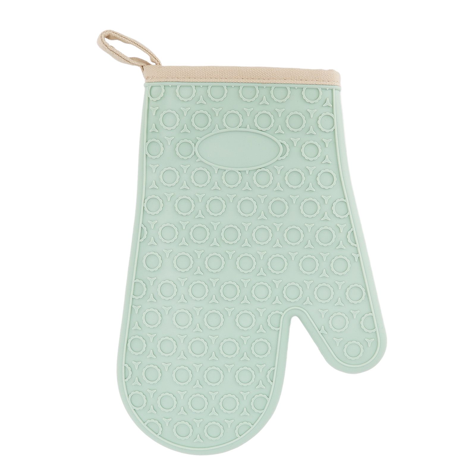 Silicone Oven Mitt High Temperature Resistant Waterproof Slip Proof Kitchen Baking Glove with Cotton Liner Green - Image 1