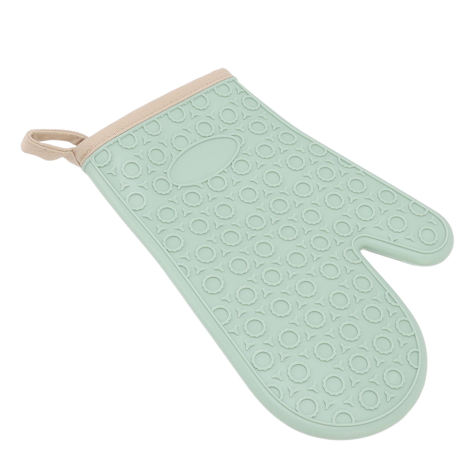 Silicone Oven Mitt High Temperature Resistant Waterproof Slip Proof Kitchen Baking Glove with Cotton Liner Green - Image 2