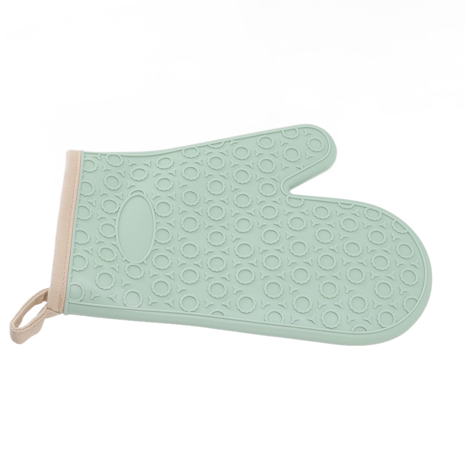 Silicone Oven Mitt High Temperature Resistant Waterproof Slip Proof Kitchen Baking Glove with Cotton Liner Green - Image 4