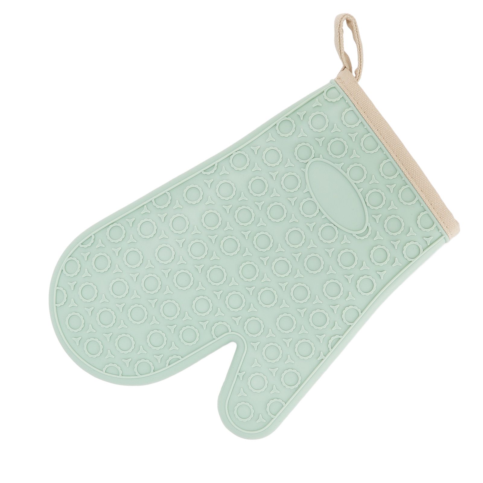 Silicone Oven Mitt High Temperature Resistant Waterproof Slip Proof Kitchen Baking Glove with Cotton Liner Green - Image 5