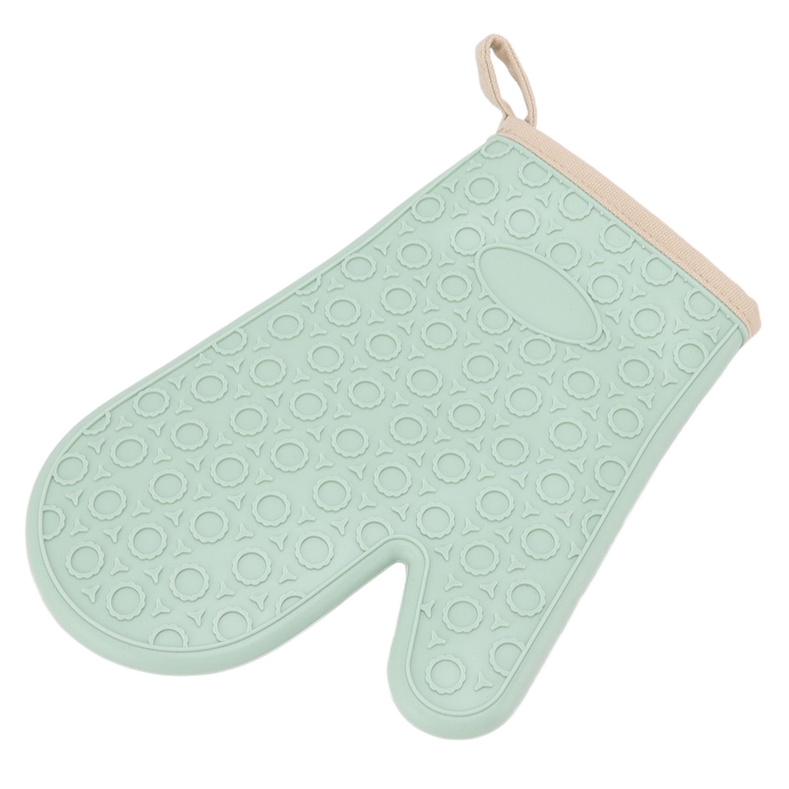 Silicone Oven Mitt High Temperature Resistant Waterproof Slip Proof Kitchen Baking Glove with Cotton Liner Green - Image 7