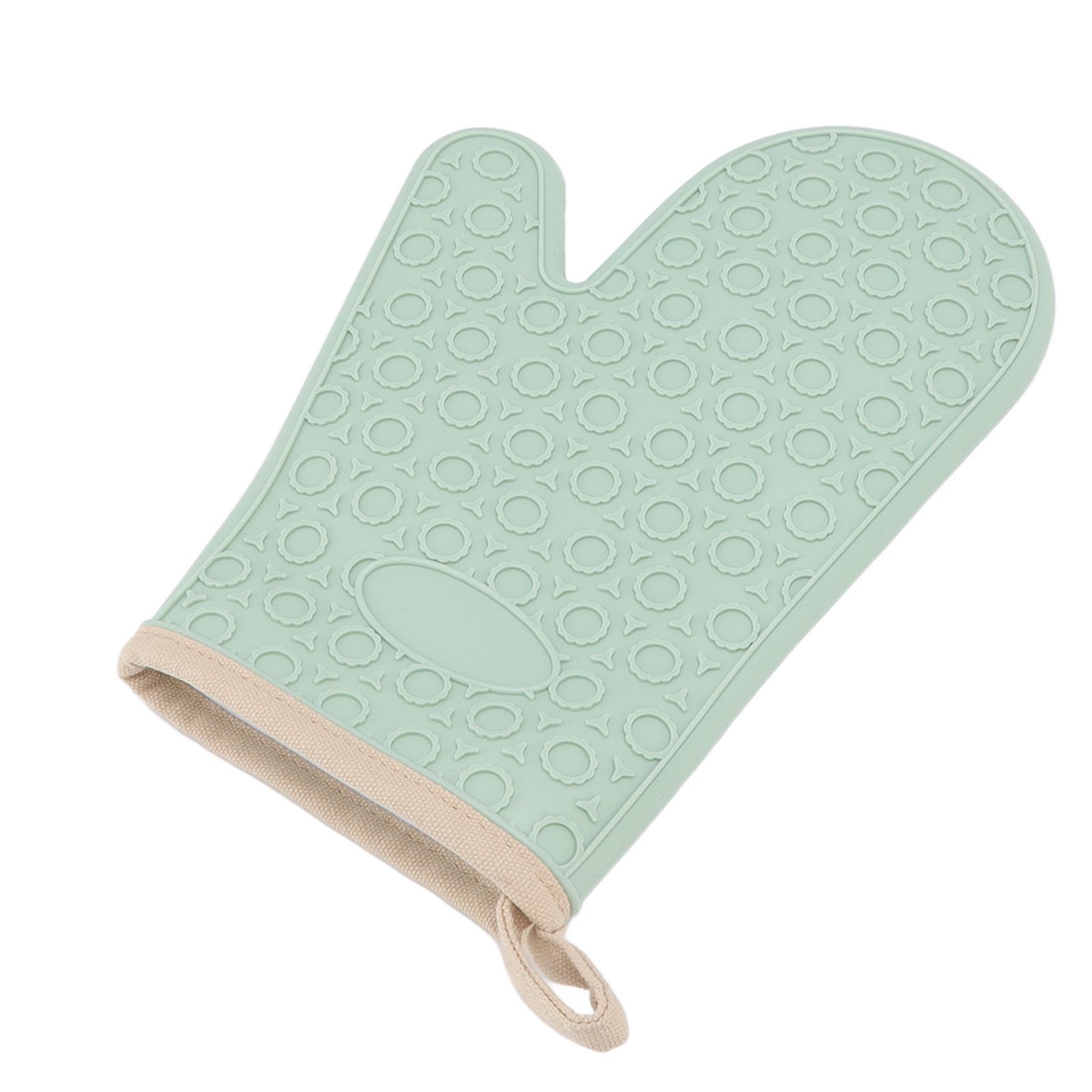 Silicone Oven Mitt High Temperature Resistant Waterproof Slip Proof Kitchen Baking Glove with Cotton Liner Green - Image 8