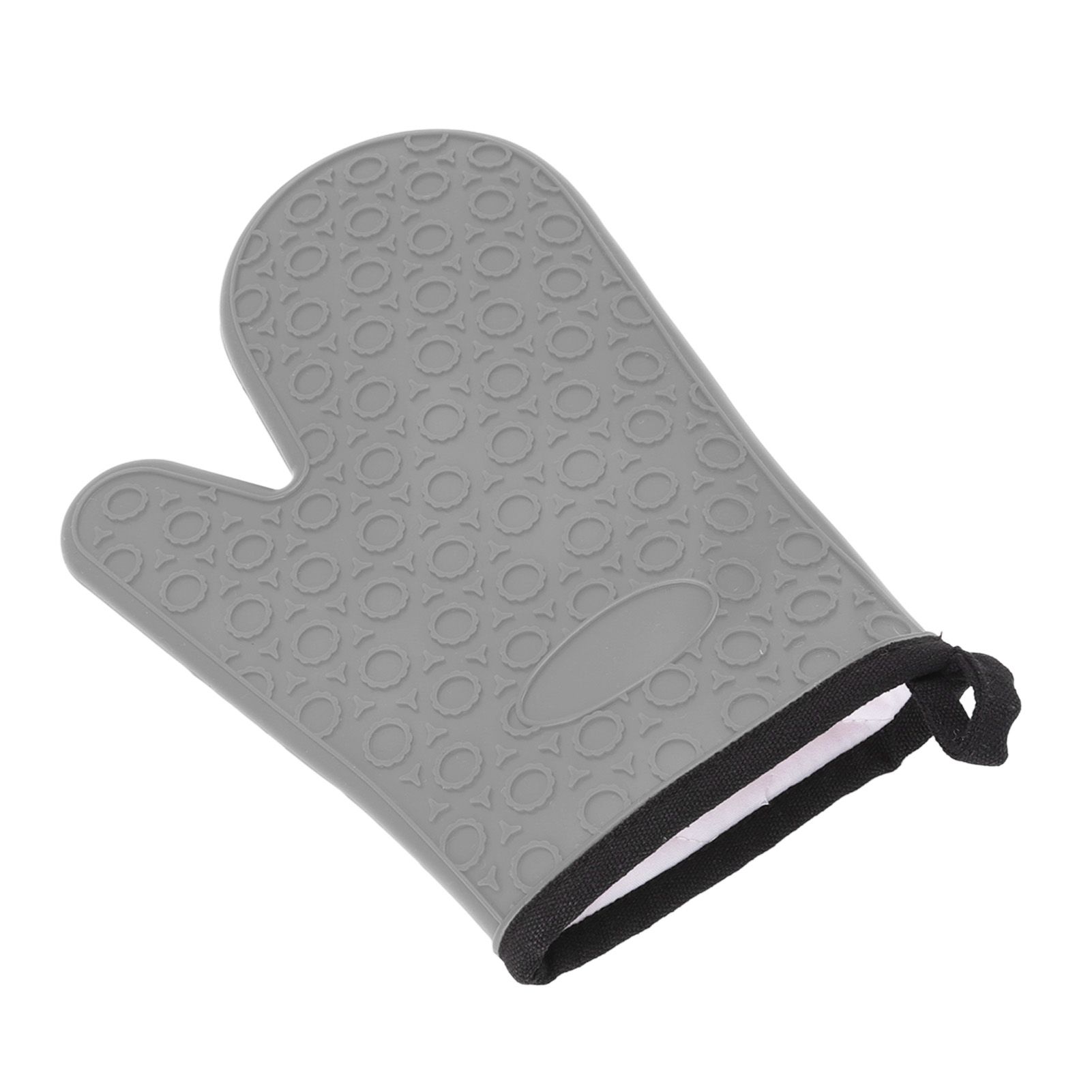 Silicone Oven Mitt High Temperature Resistant Waterproof Slip Proof Kitchen Baking Glove with Cotton Liner Gray - Image 4
