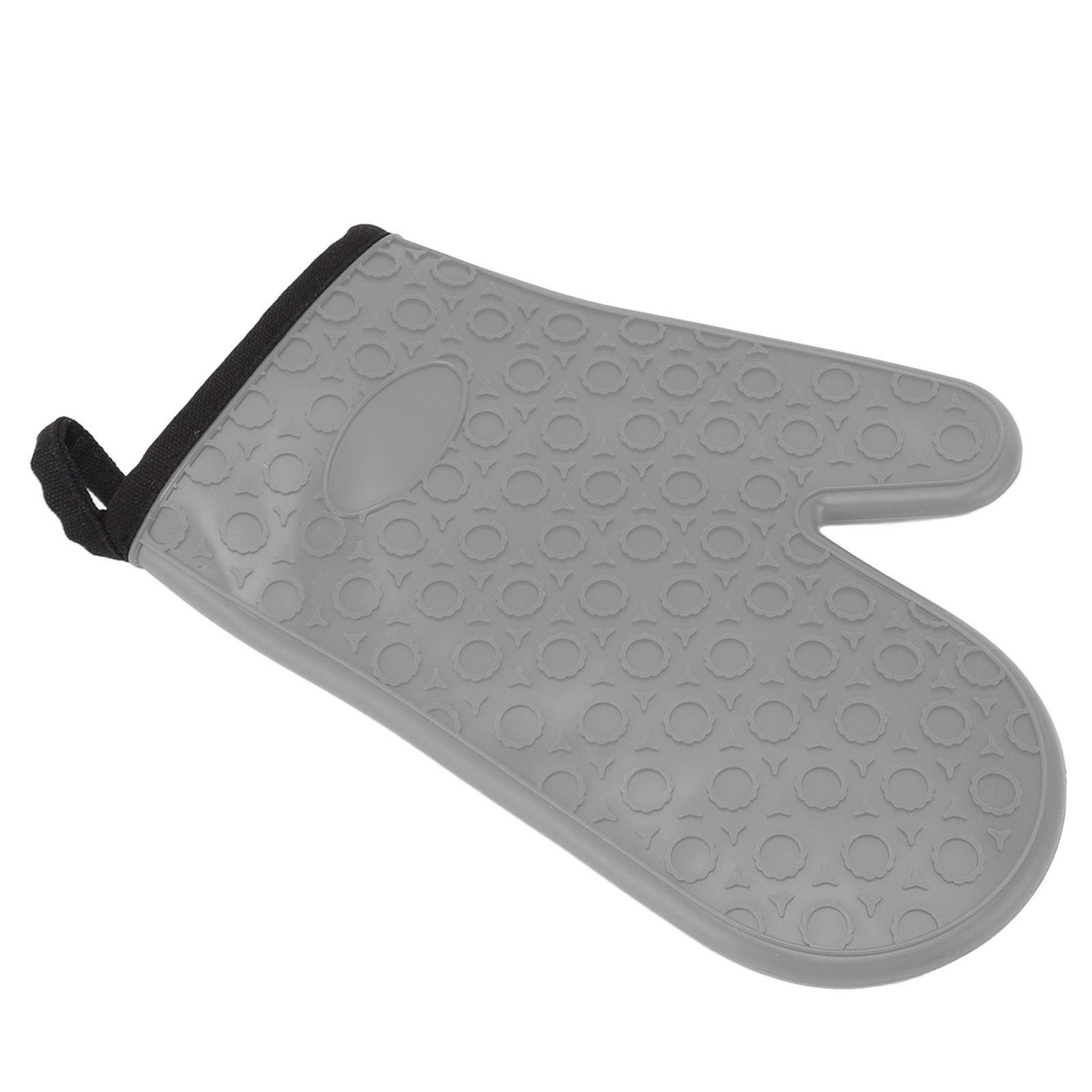 Silicone Oven Mitt High Temperature Resistant Waterproof Slip Proof Kitchen Baking Glove with Cotton Liner Gray - Image 5