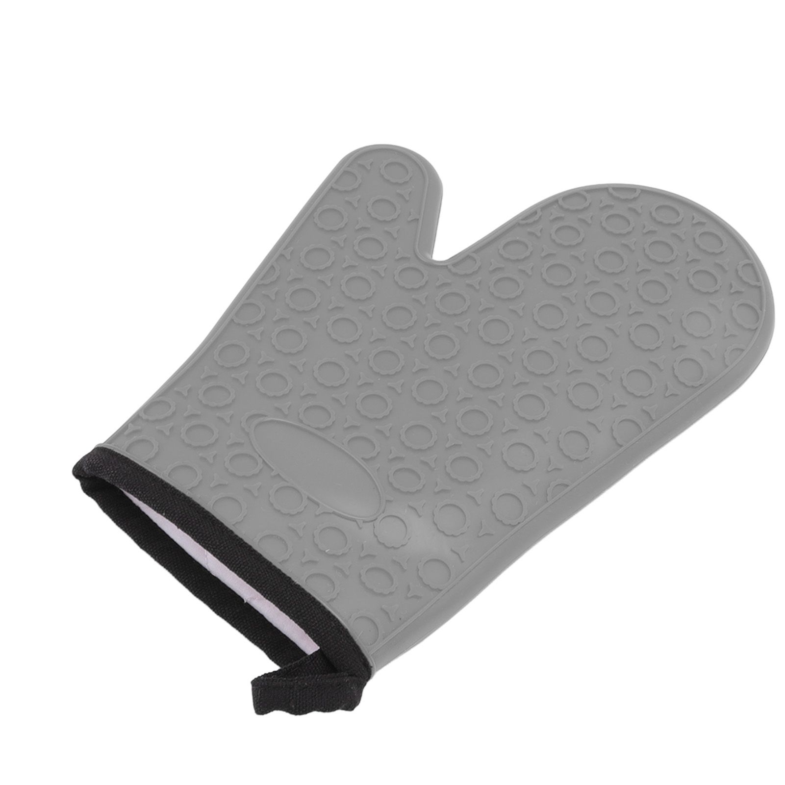Silicone Oven Mitt High Temperature Resistant Waterproof Slip Proof Kitchen Baking Glove with Cotton Liner Gray - Image 6