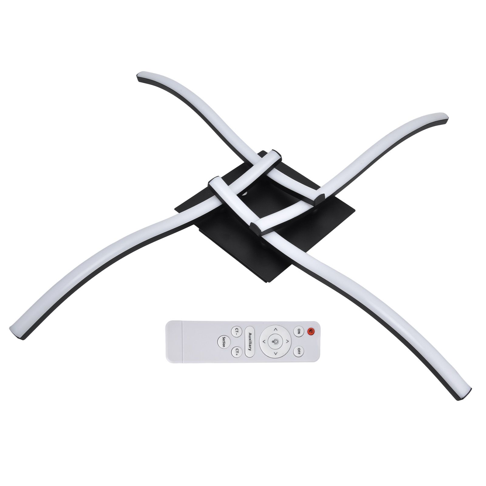 LED Ceiling Light Wavy Shape 3 Color Dimming Wrought Iron Ceiling Fixture with Remote Control Black AC110‑265V - Image 2