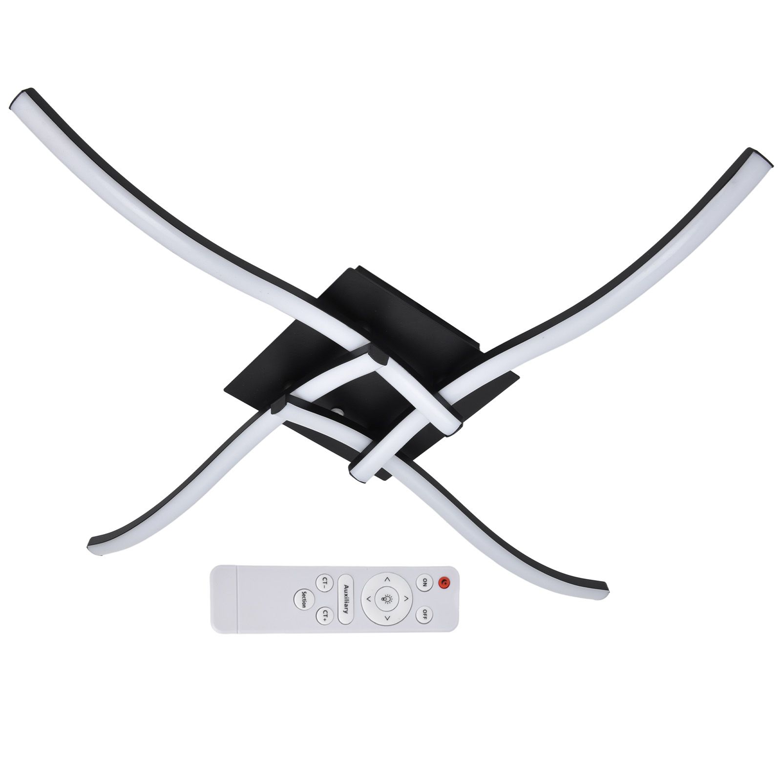 LED Ceiling Light Wavy Shape 3 Color Dimming Wrought Iron Ceiling Fixture with Remote Control Black AC110‑265V - Image 4