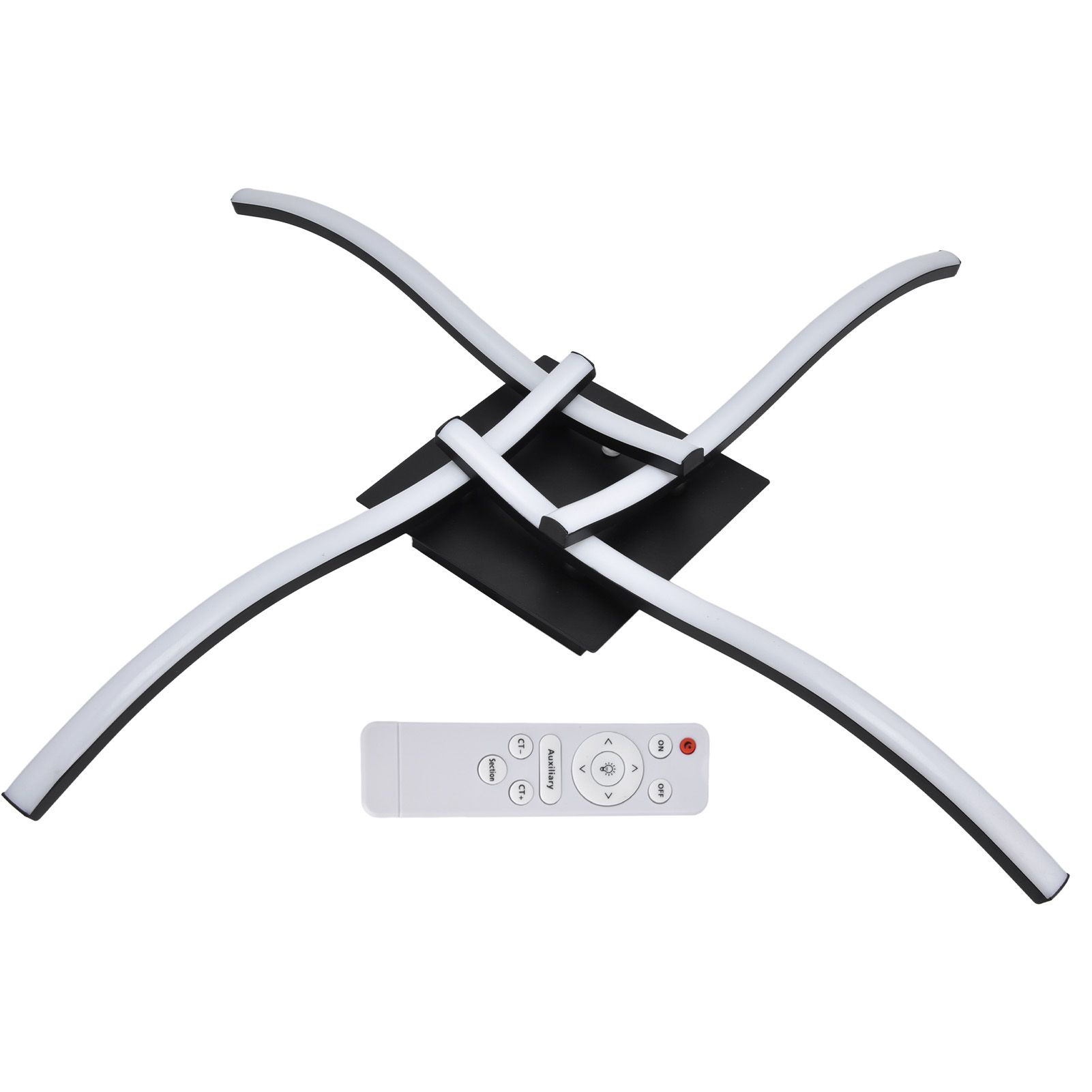 LED Ceiling Light Wavy Shape 3 Color Dimming Wrought Iron Ceiling Fixture with Remote Control Black AC110‑265V - Image 5