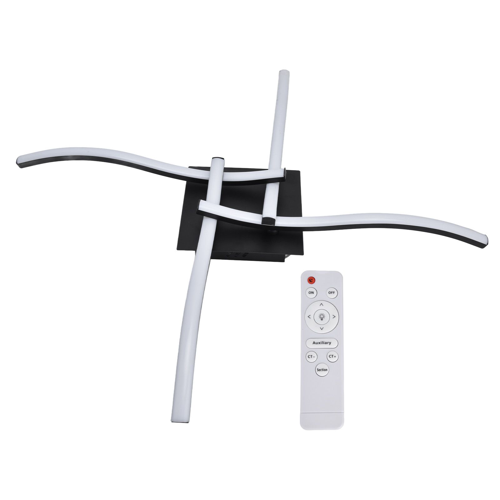 LED Ceiling Light Wavy Shape 3 Color Dimming Wrought Iron Ceiling Fixture with Remote Control Black AC110‑265V - Image 7